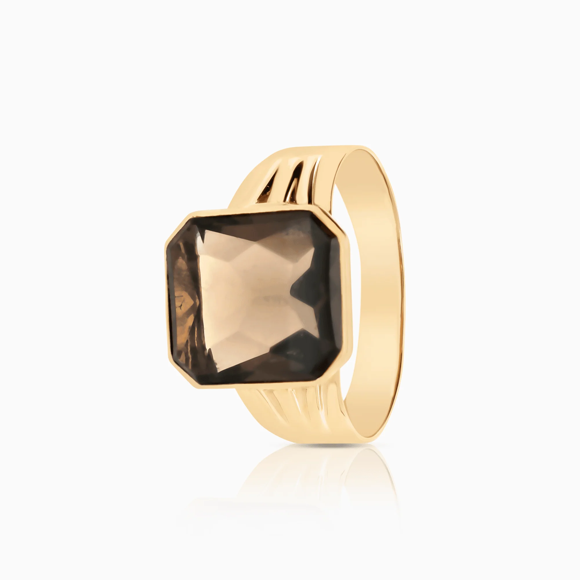 Gold Ring with a Smoky Quartz 4.75g 18K Gold