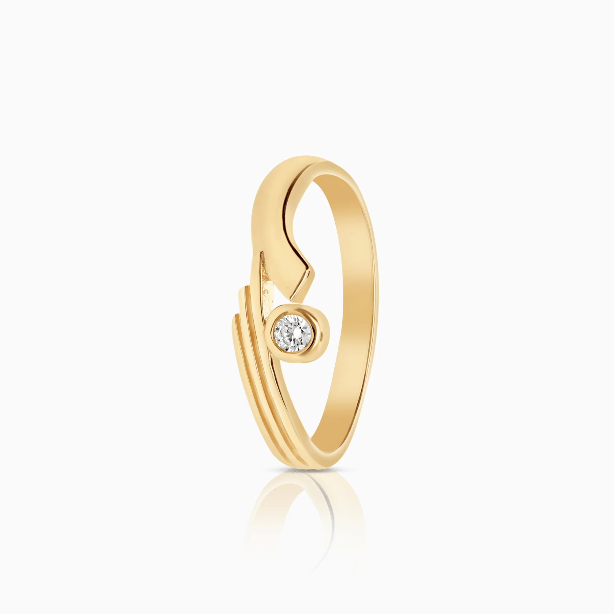 Gold ring with a white cubic zirconia 2.40g 18K gold