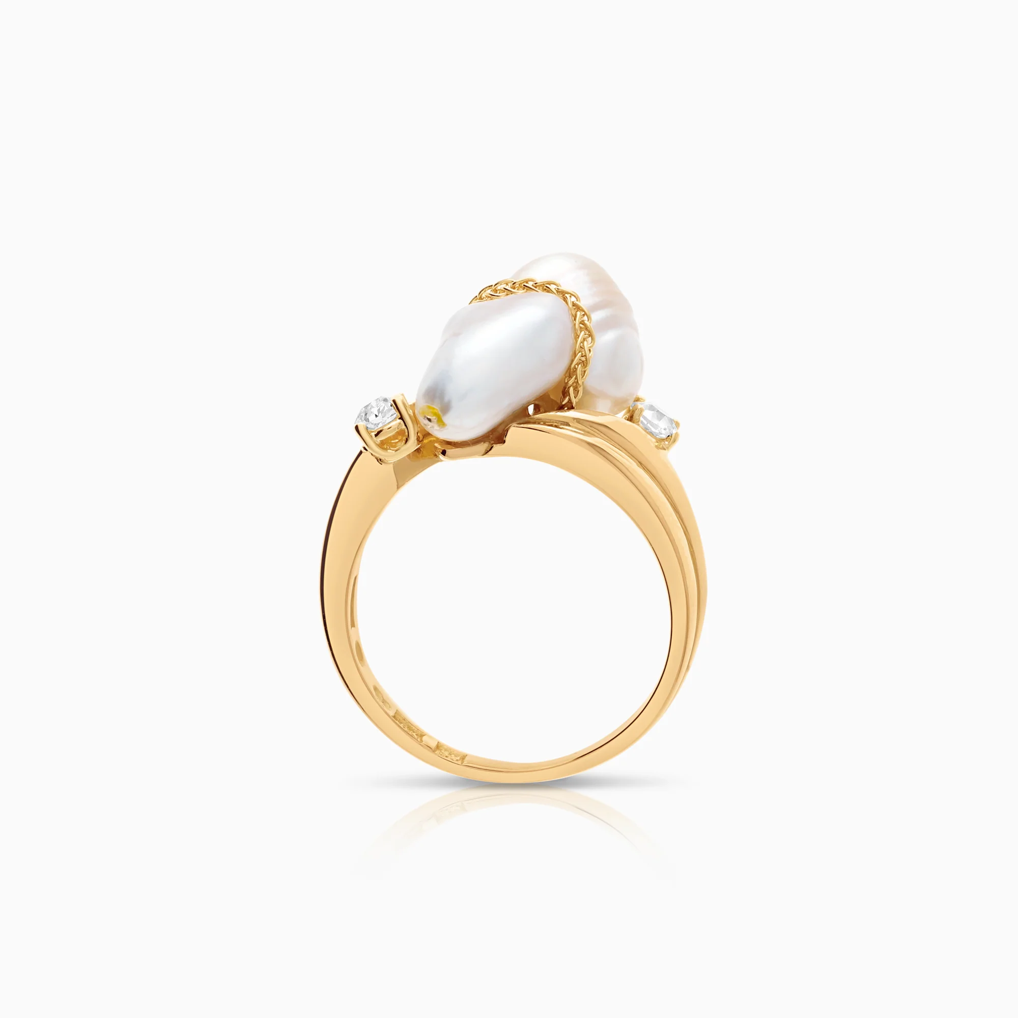 Gold ring with pearls 18K gold - Image 2