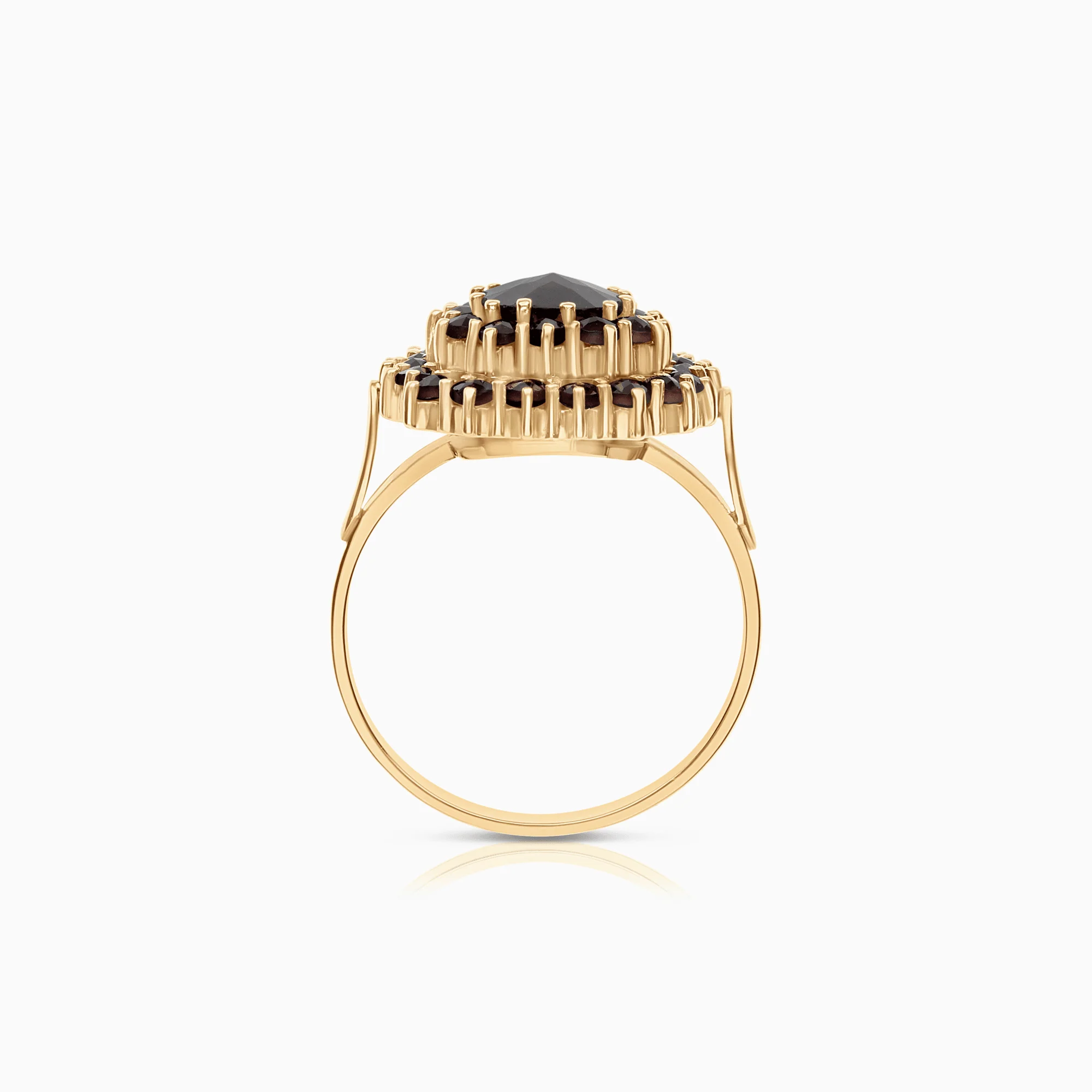 Gold ring with red garnets 5.10g 18K gold - Image 2