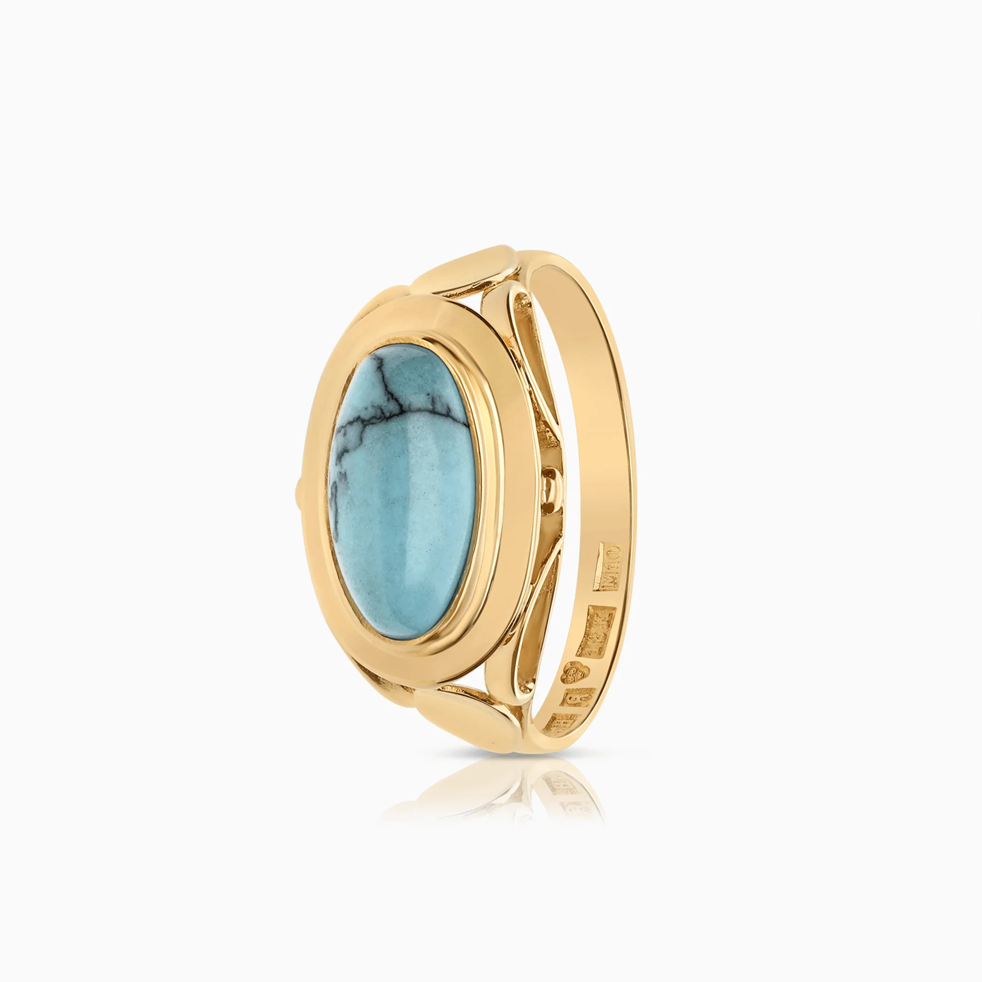 Gold ring with turquoise 2.96g 18K gold