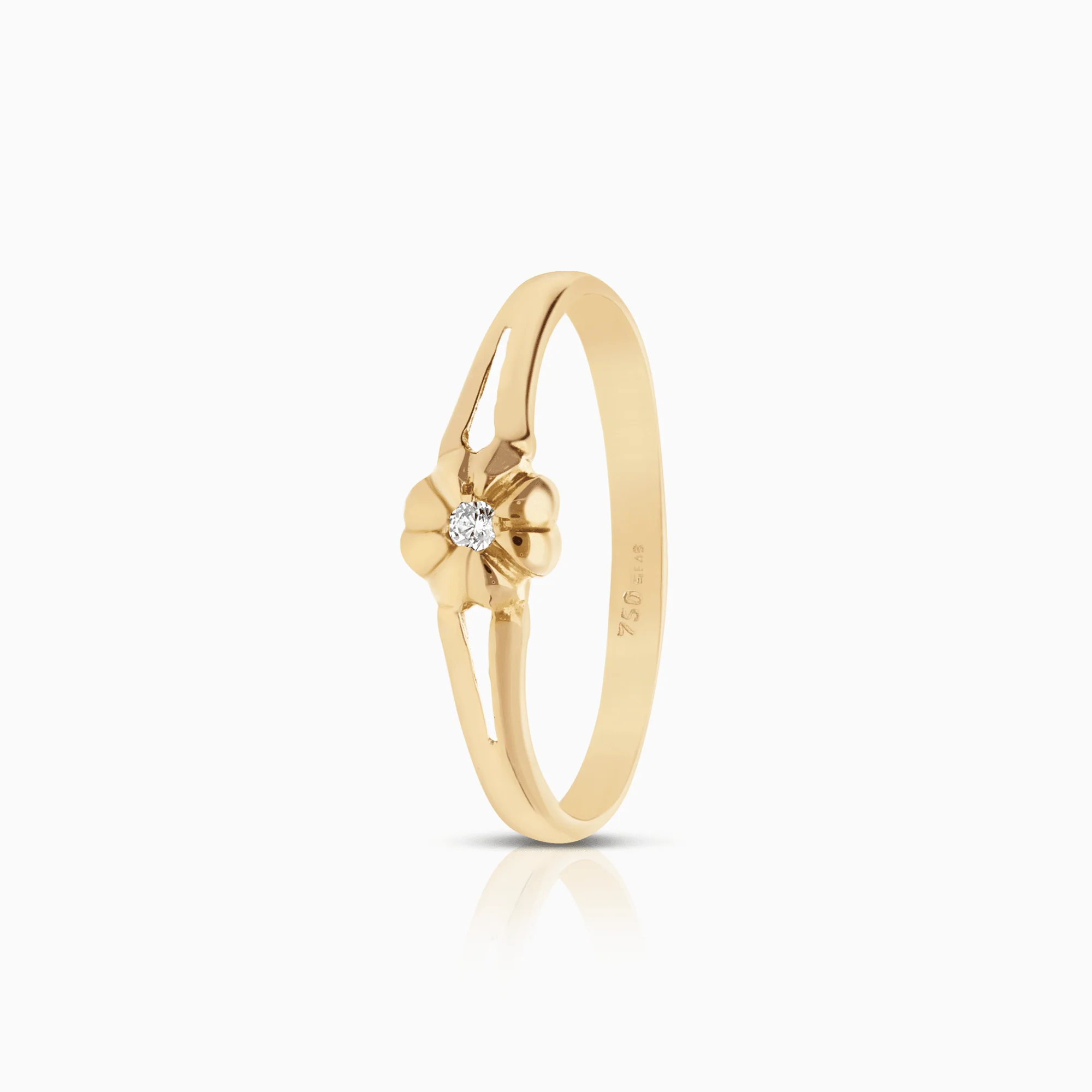 Gold Ring with White Stone 1.10g 18K