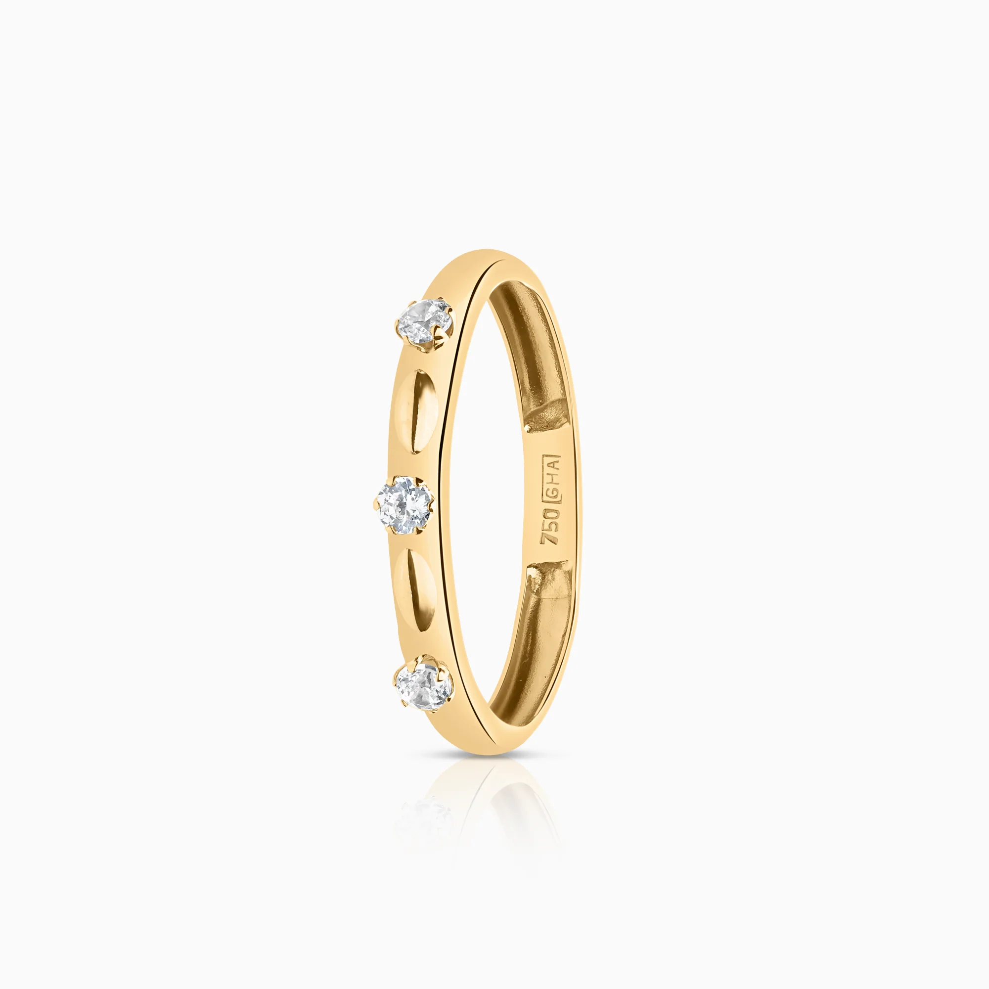 Gold ring with white cubic 1.16g 18K gold