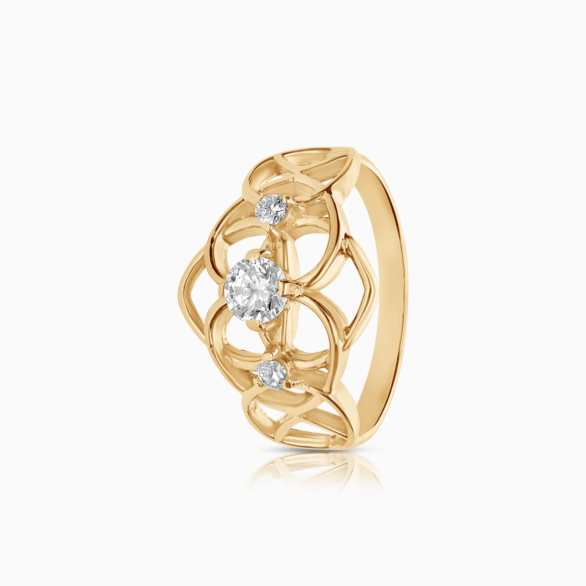 Gold ring with white cubic 2.93g 18K gold
