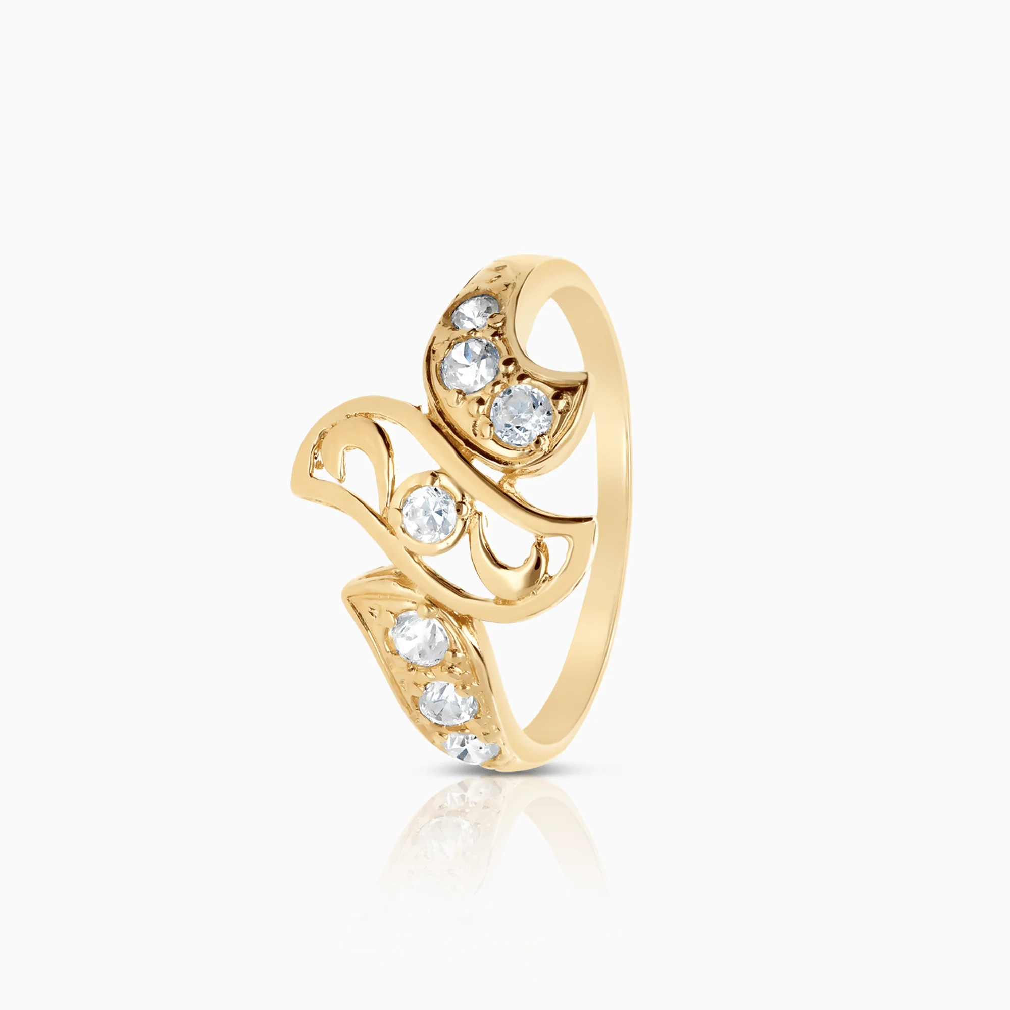 Gold ring with white cubic zirconia 2.34g 18K gold