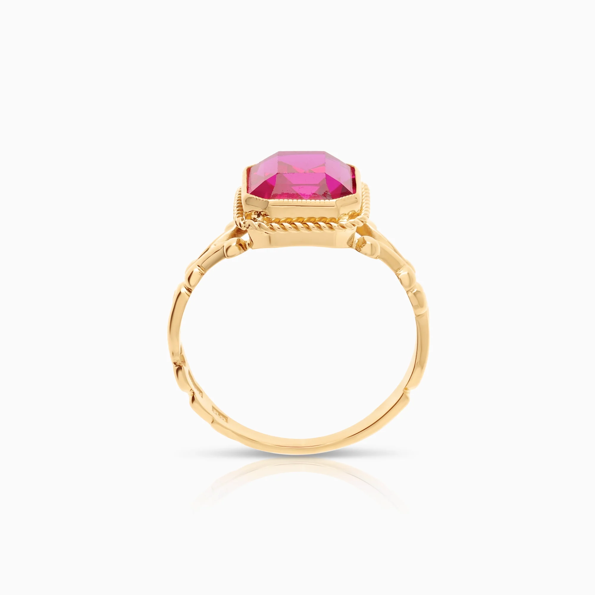 Gold ring synthetic ruby 3.34g 18K gold - Image 2