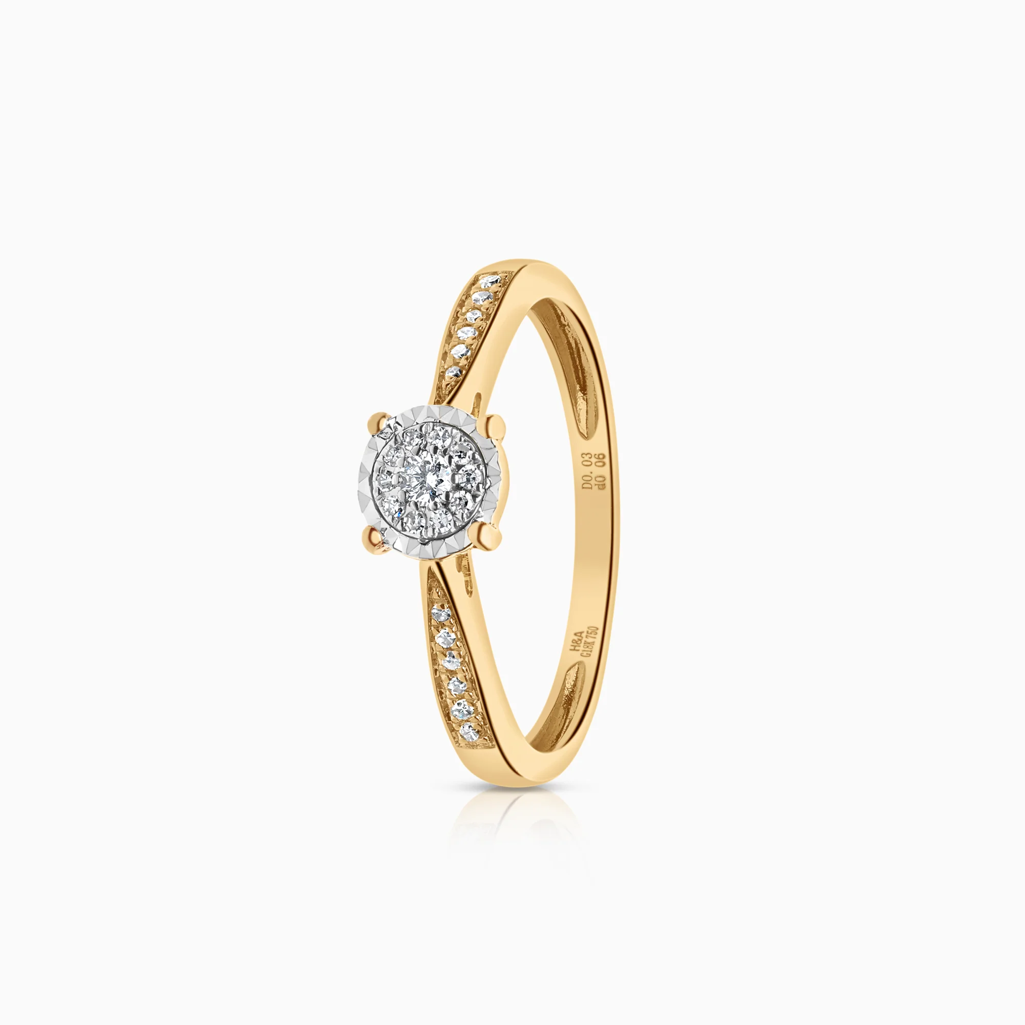 Halo diamond ring 0.09ct 18K gold