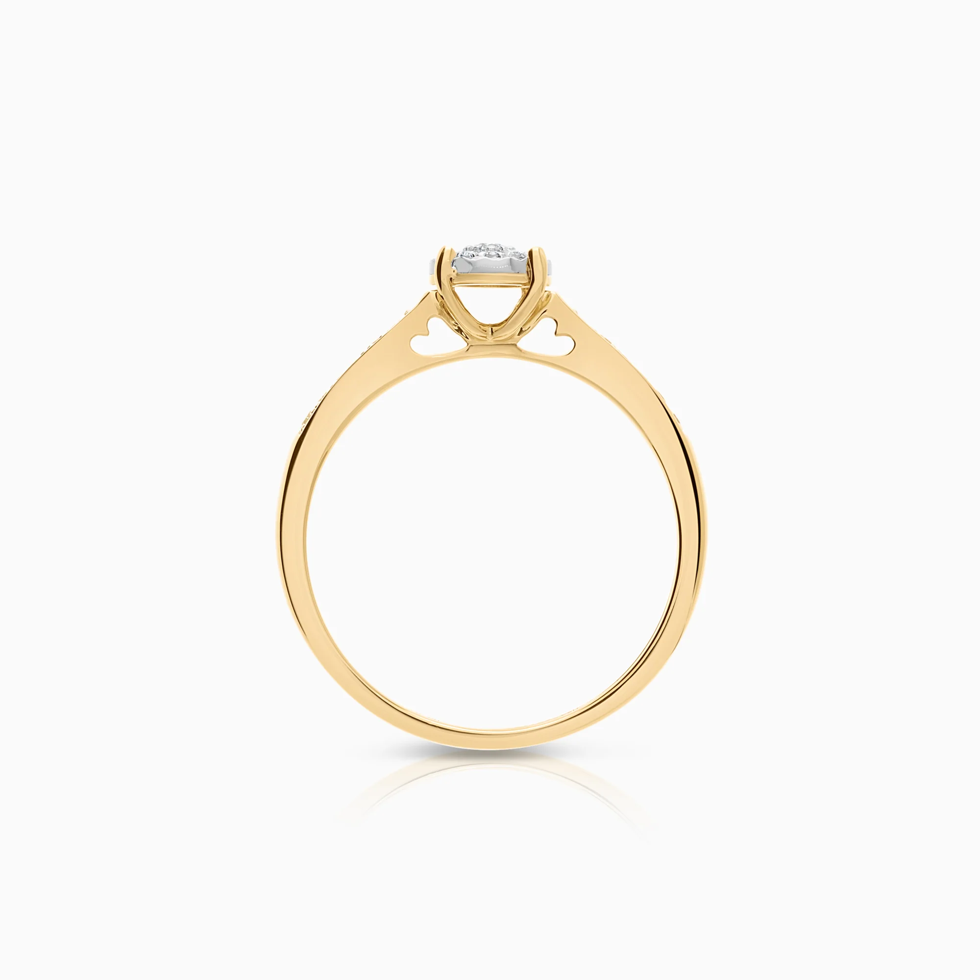 Halo diamond ring 0.09ct 18K gold - Image 2