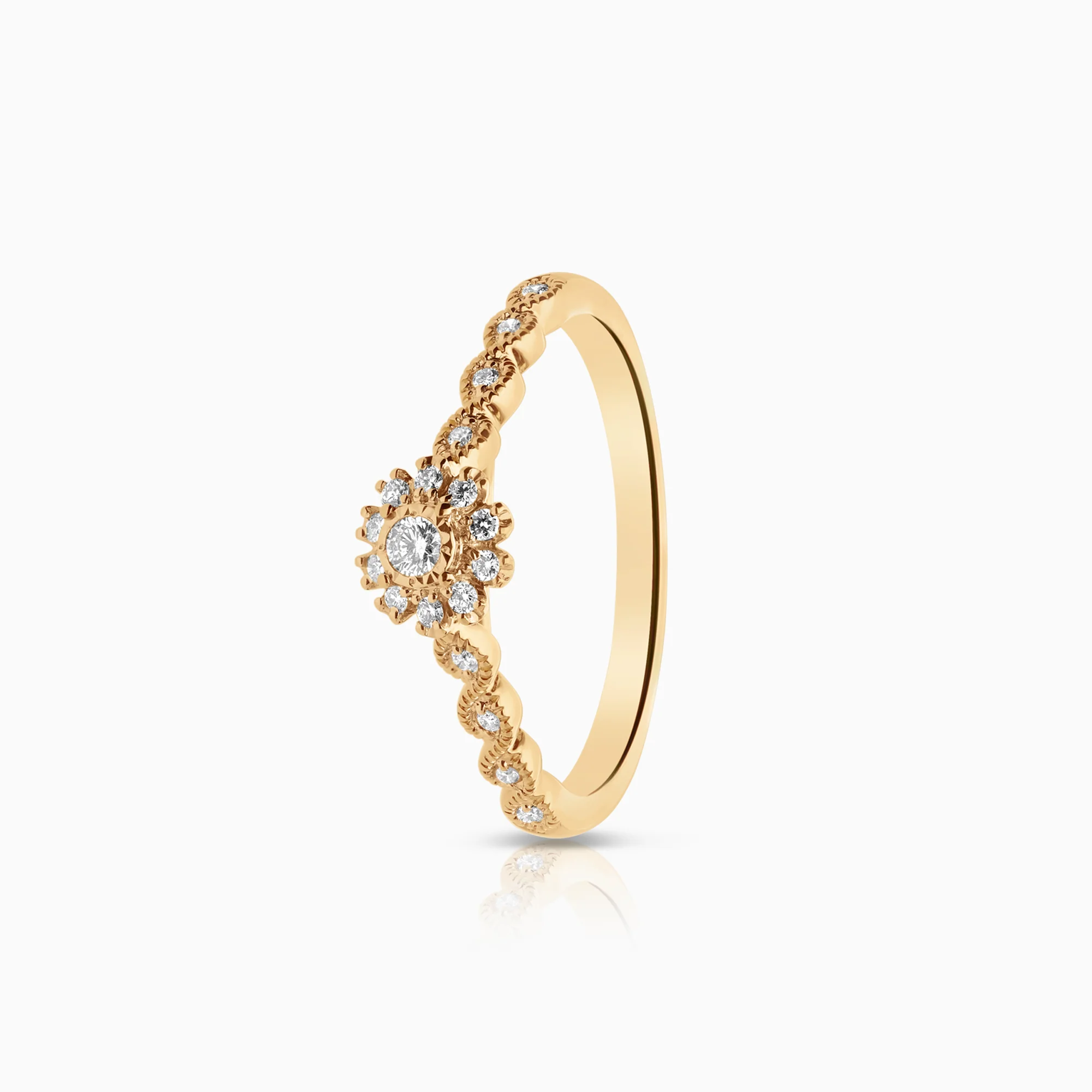 Halo diamond ring 0.15ct 18K yellow gold