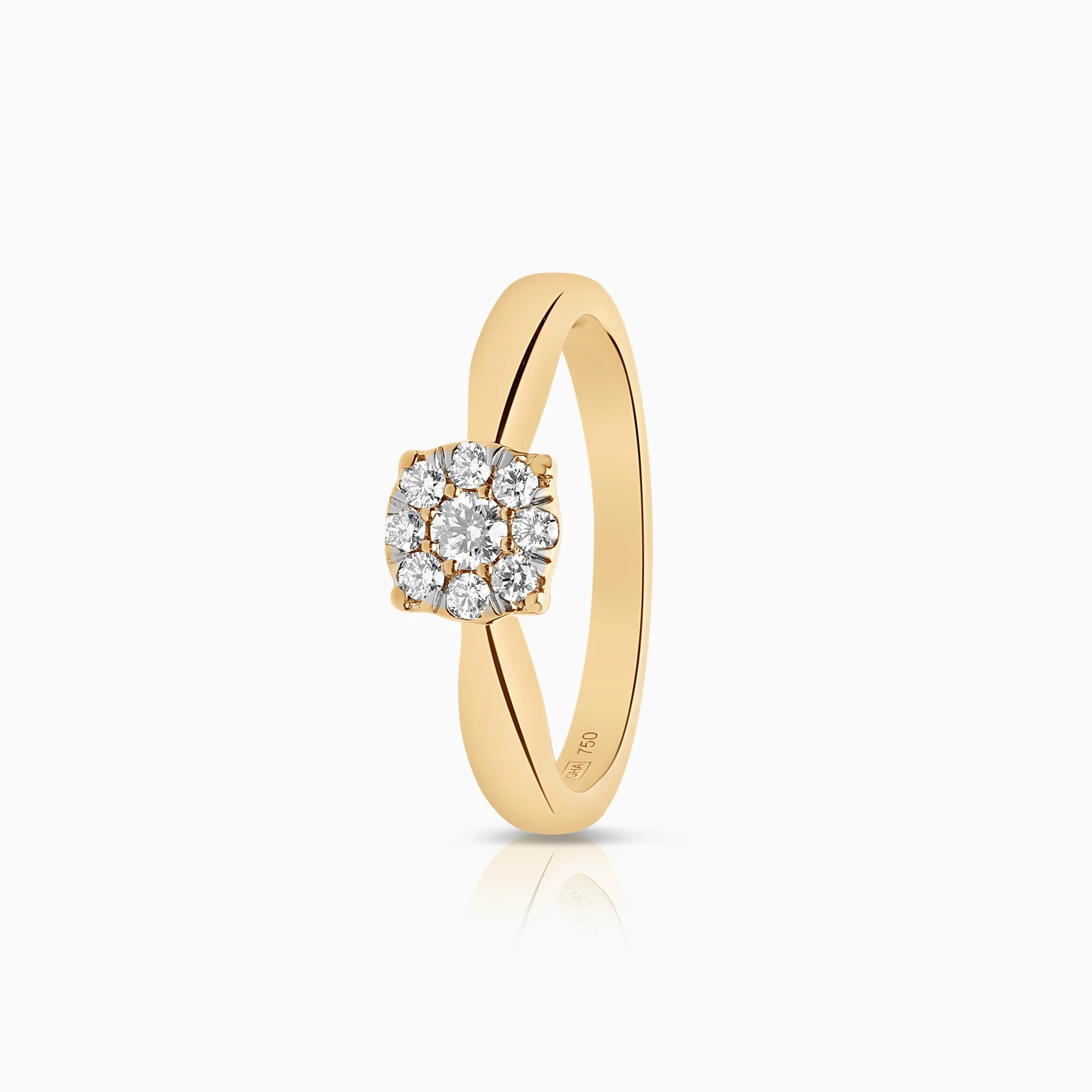 Halo diamond ring 0.20ct 18K gold