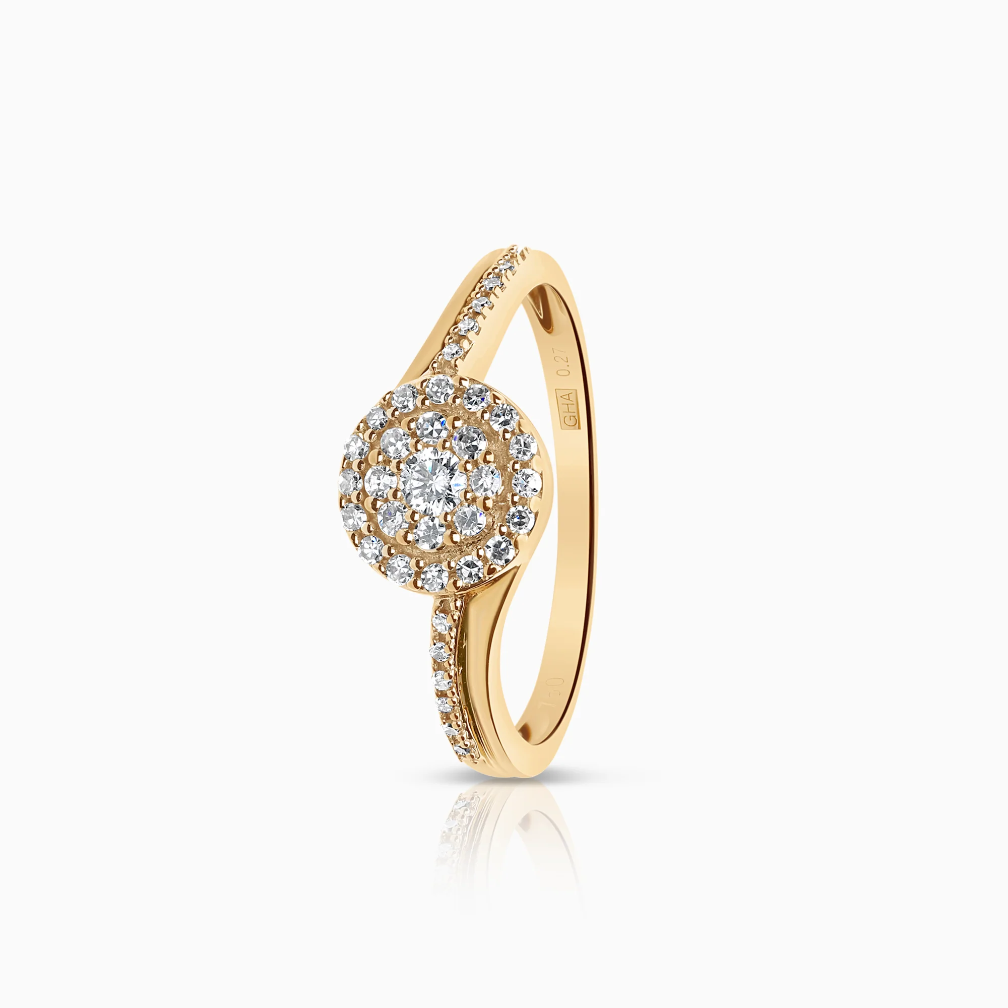 Halo diamond ring 0.27ct 18K gold