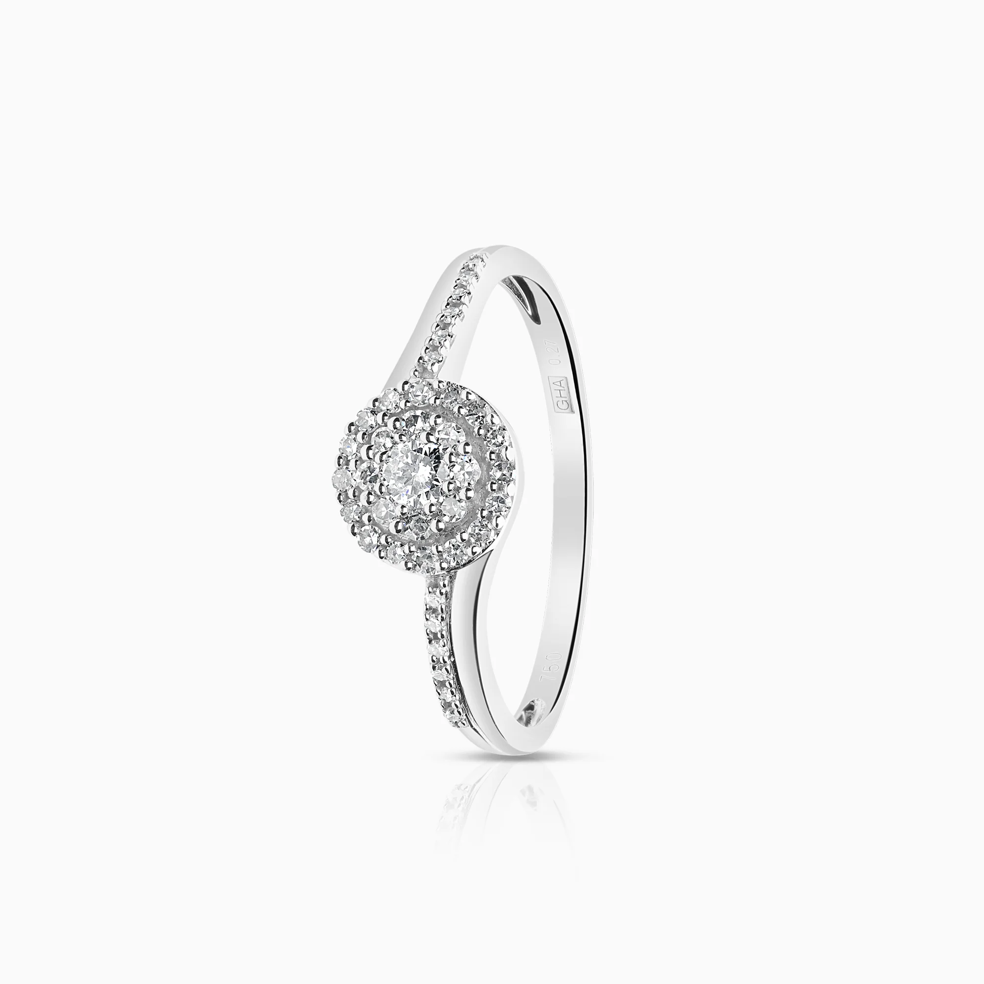 Halo diamond ring 0.27ct 18K white gold