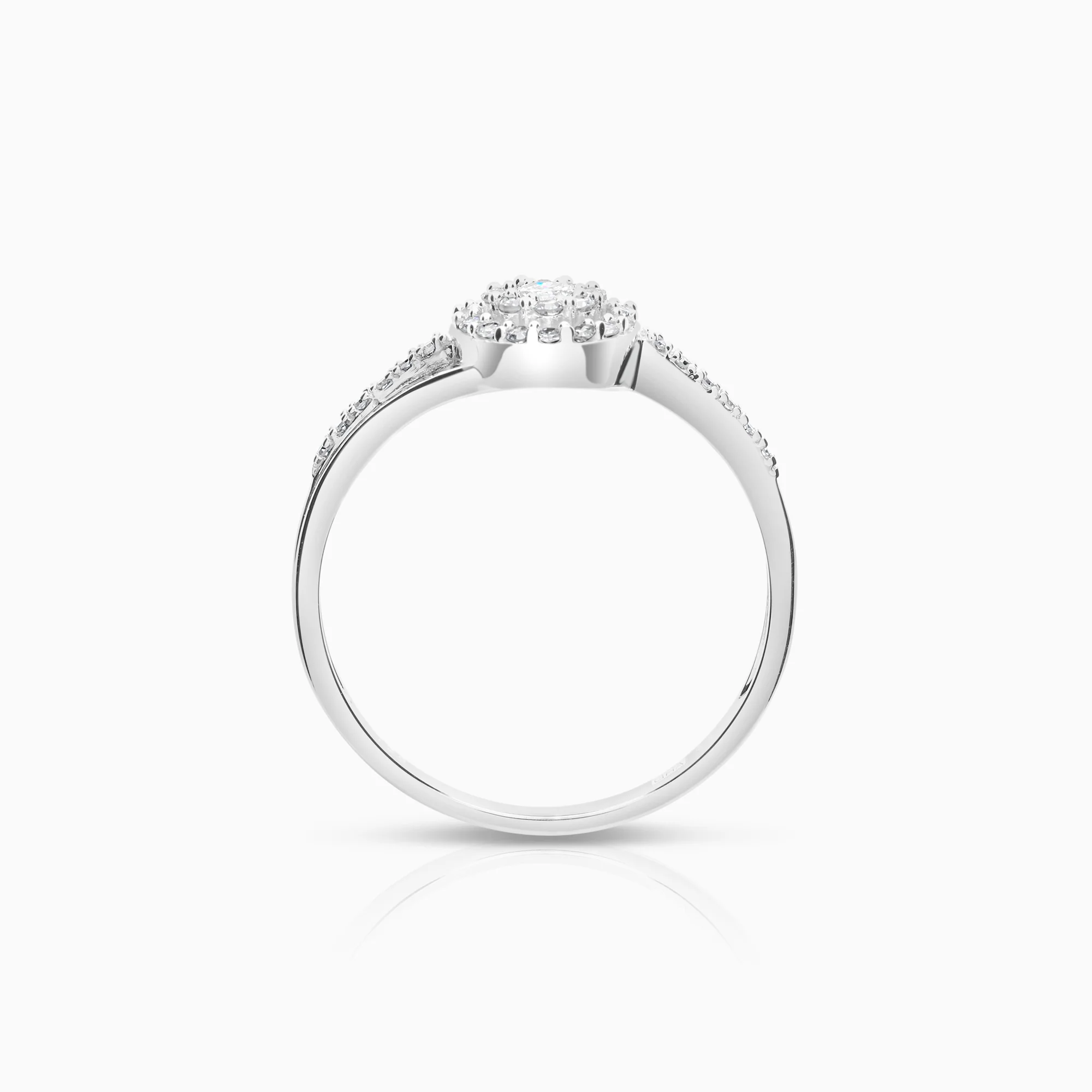 Halo diamond ring 0.27ct 18K white gold - Image 2