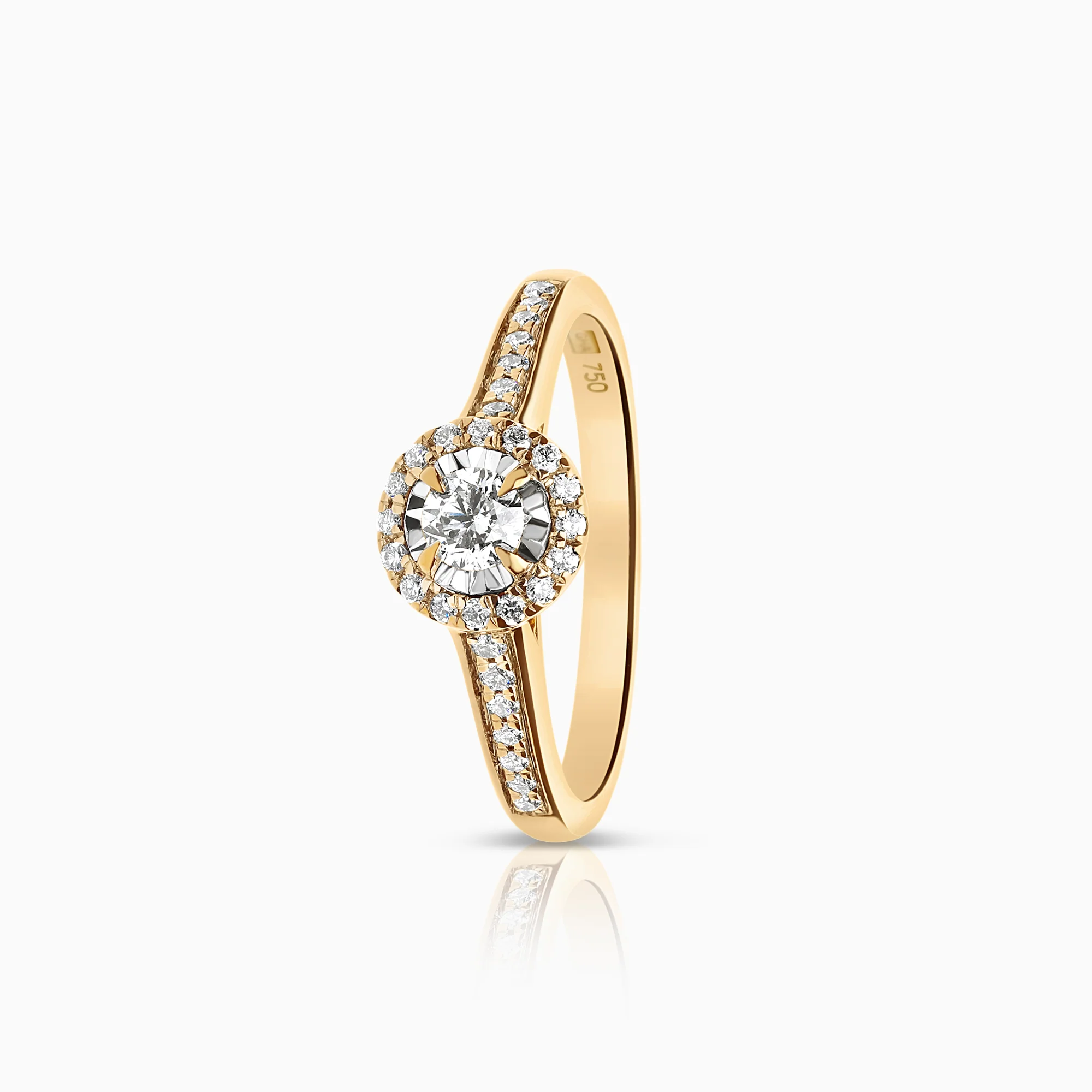 Halo diamond ring 0.32ct 18K gold
