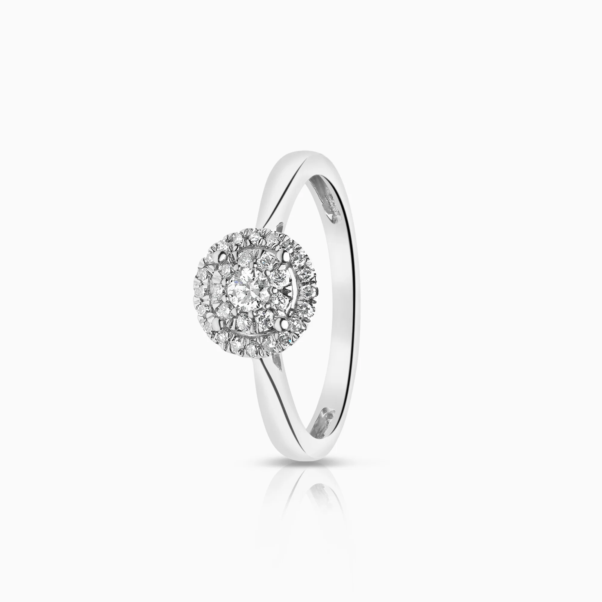 Halo diamond ring 0.24ct 18K white gold