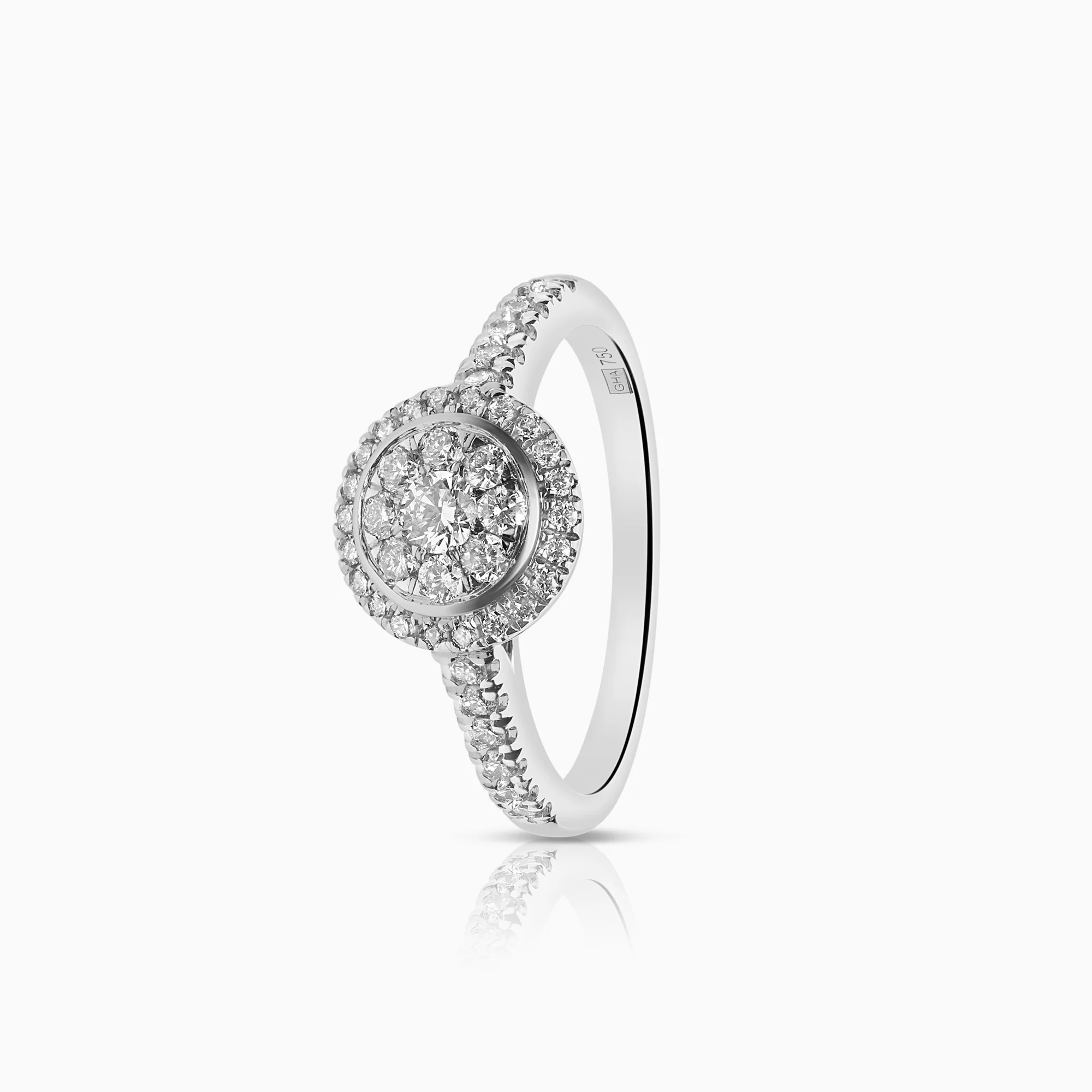 Halo diamond ring 0.39ct 18K white gold