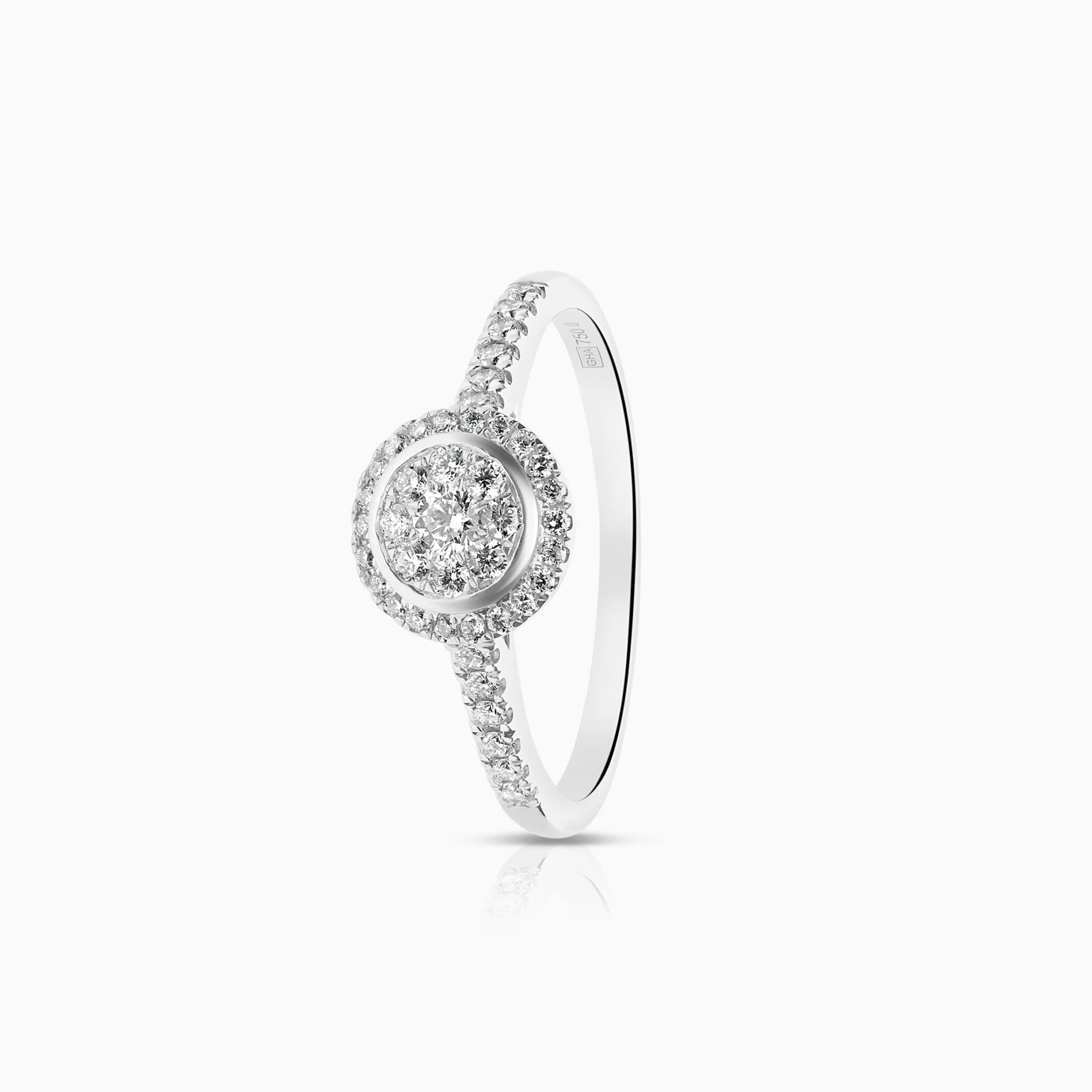 Halo diamond ring 0.39ct 18K white gold
