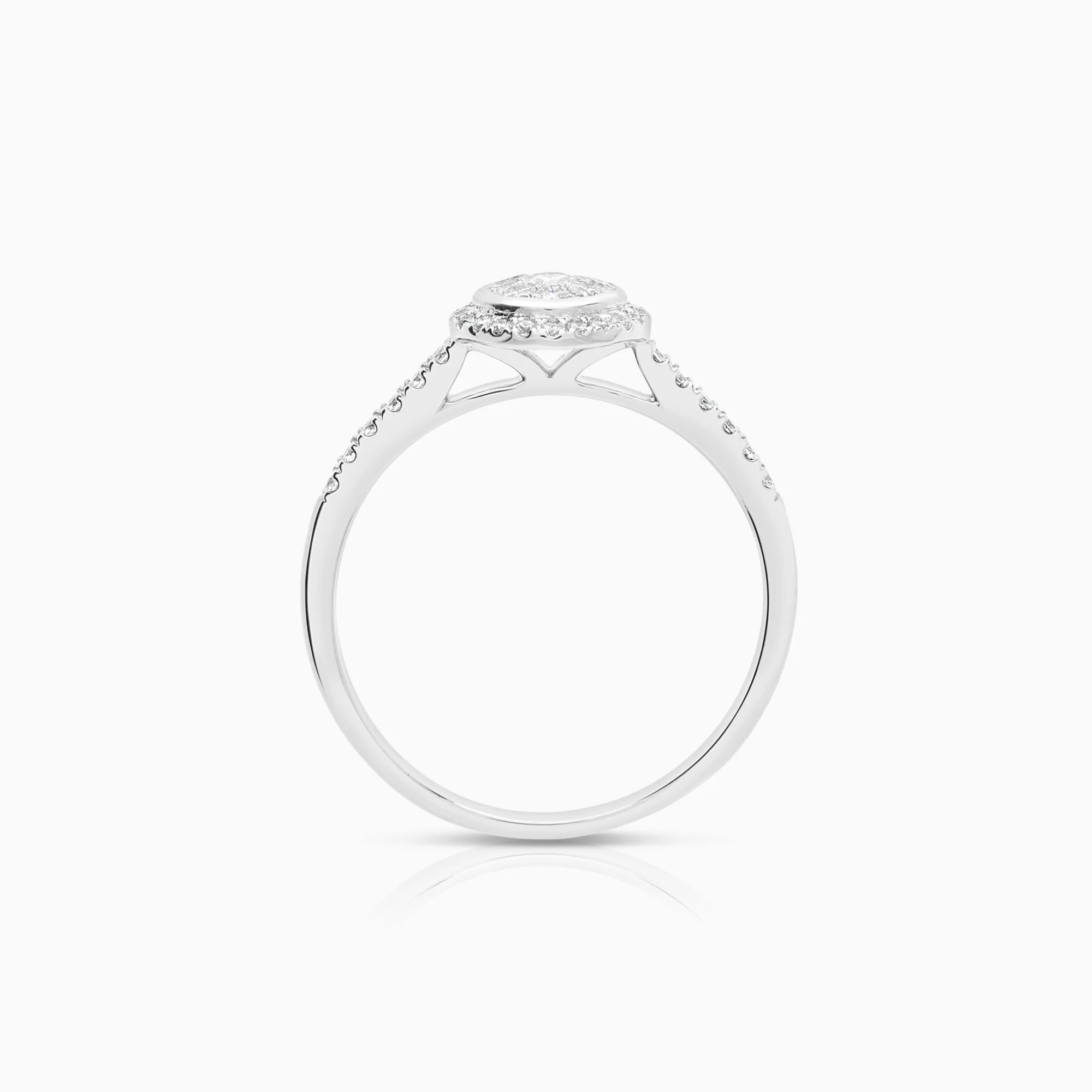 Halo diamond ring 0.39ct 18K white gold - Image 2