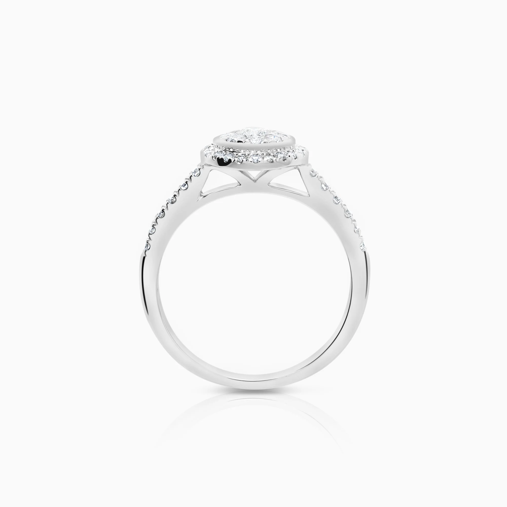 Halo diamond ring 0.39ct 18K white gold - Image 2