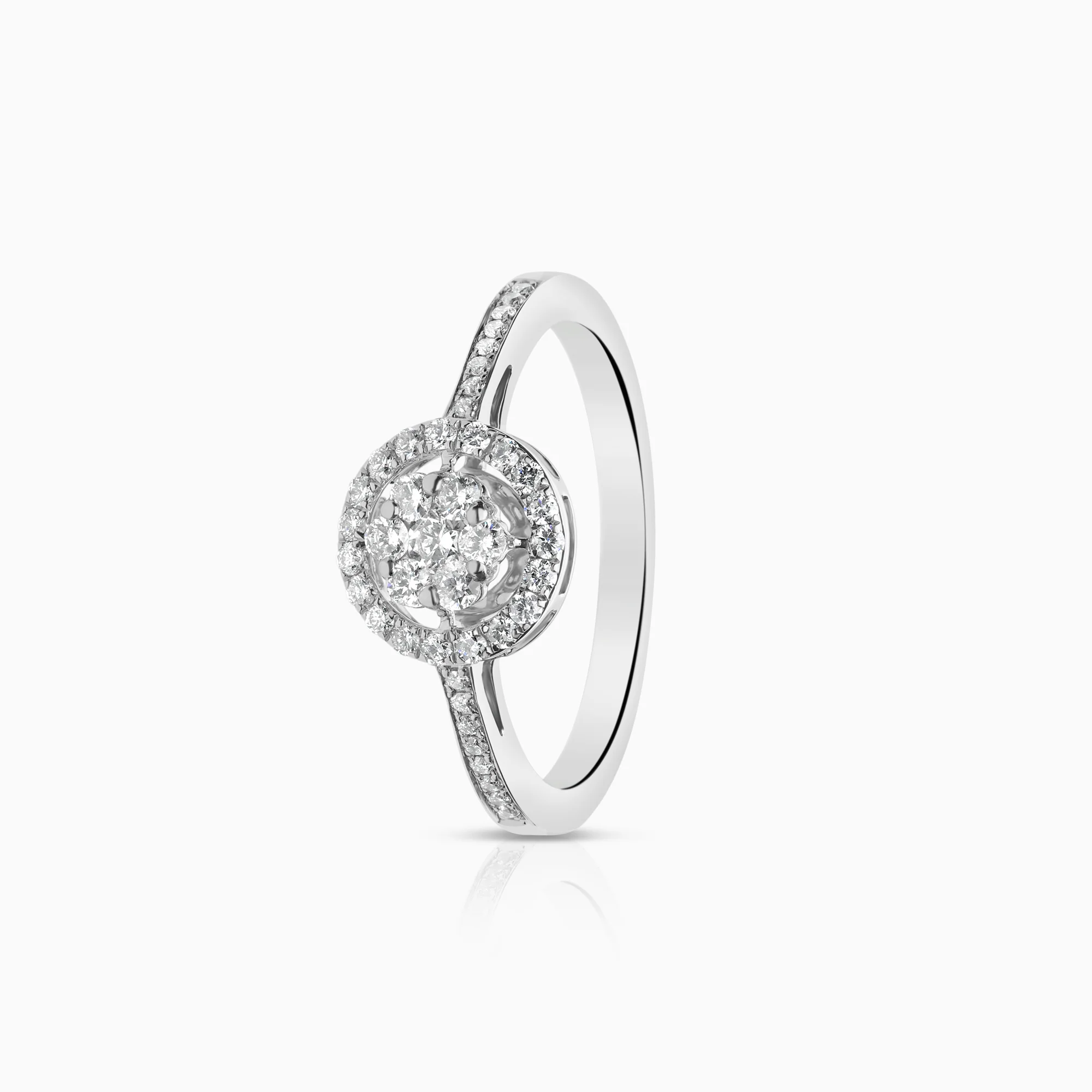 Halo diamond ring 0.44ct 14K white gold