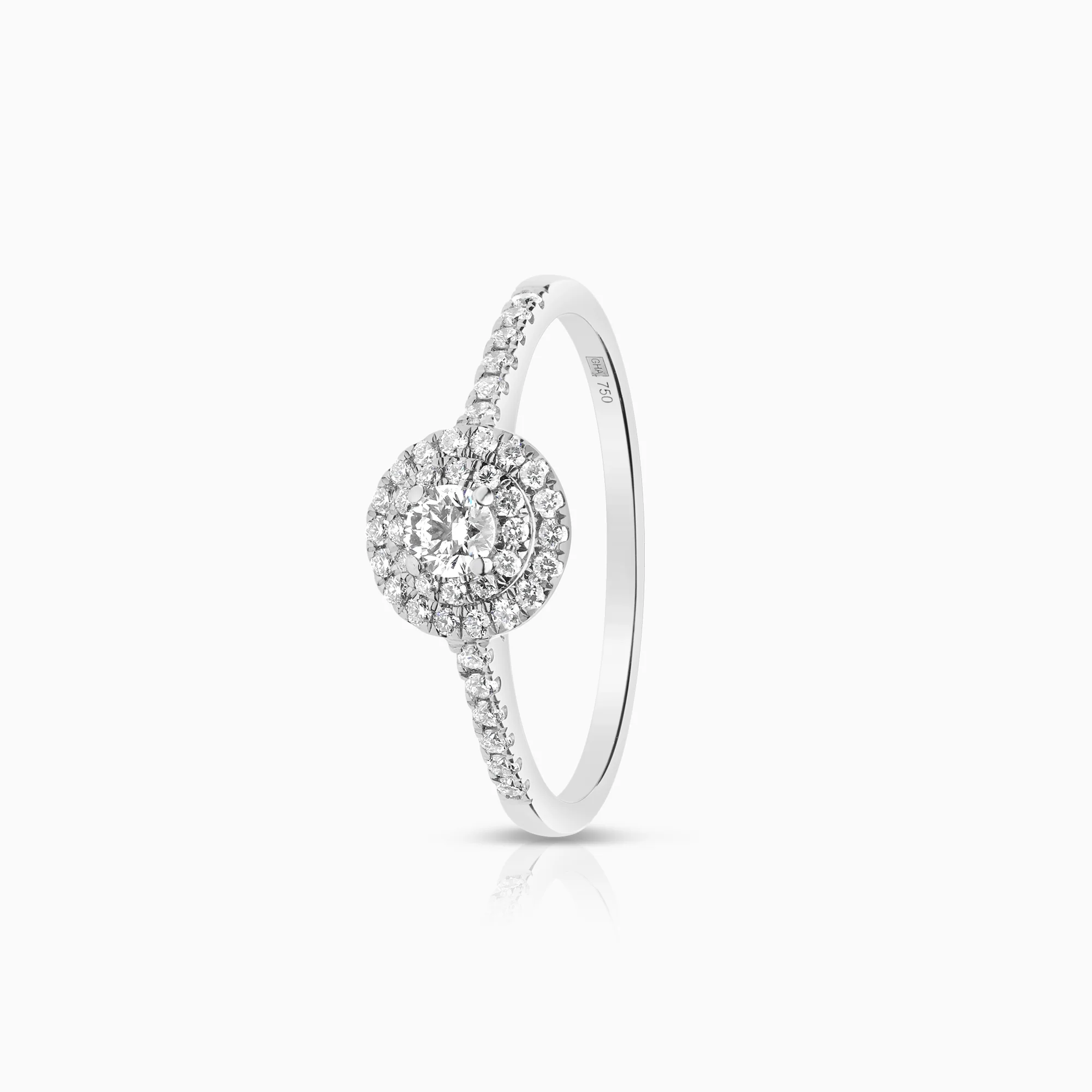 Halo diamond ring 0.48ct 18K white gold
