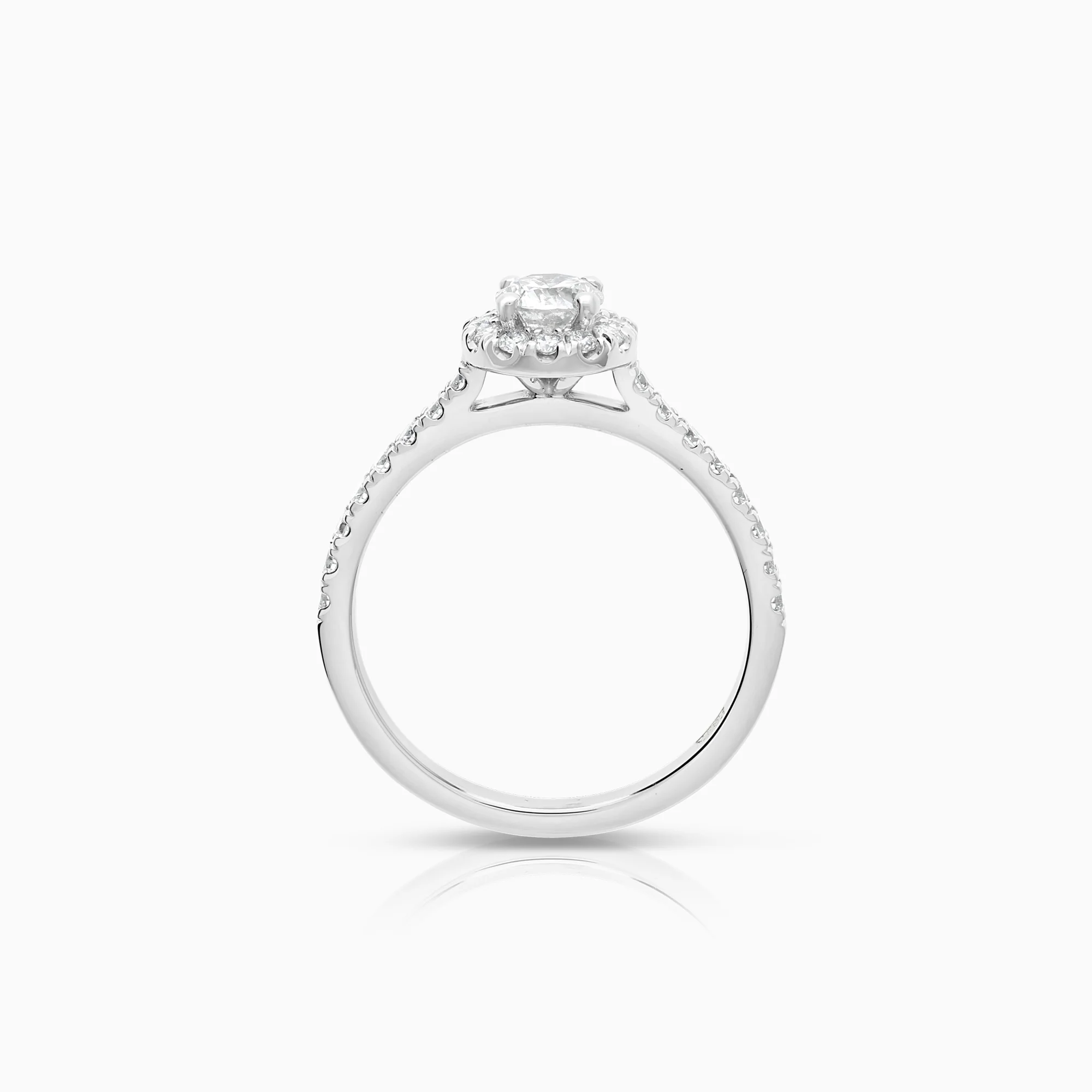 Halo diamond ring 0.91ct 18K white gold - Image 2