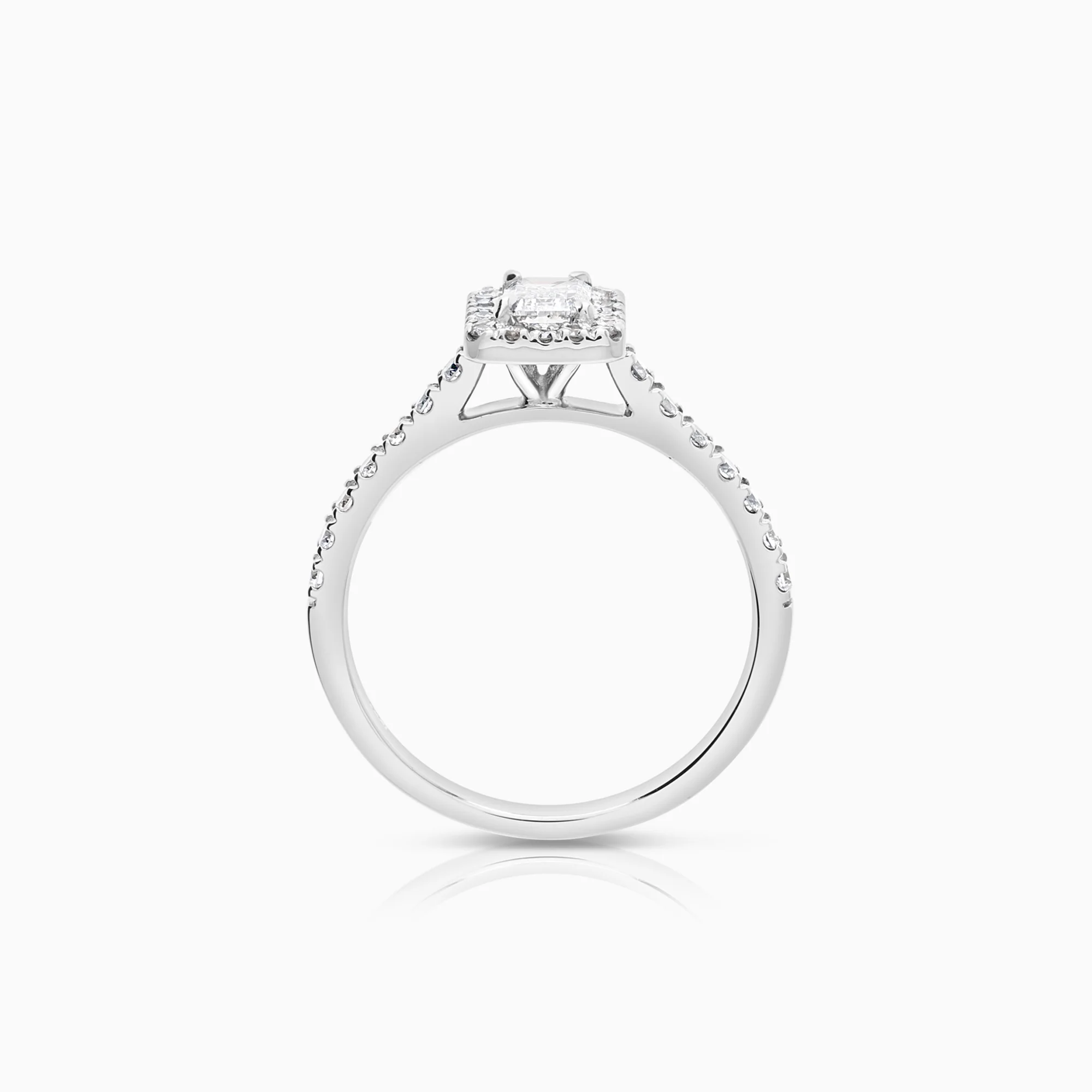 Halo diamond ring 0.96ct 18K white gold - Image 2