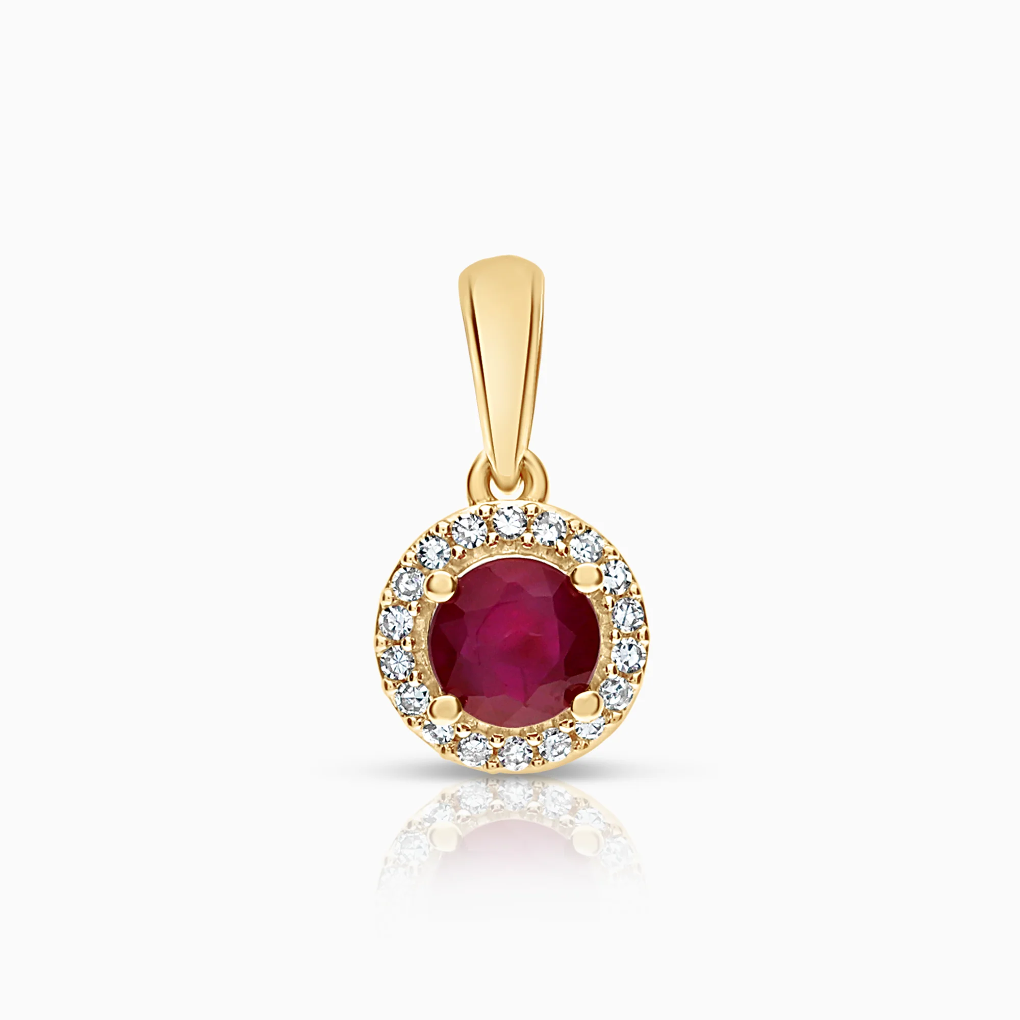 Halo pendant with ruby 0.06ct 18K gold