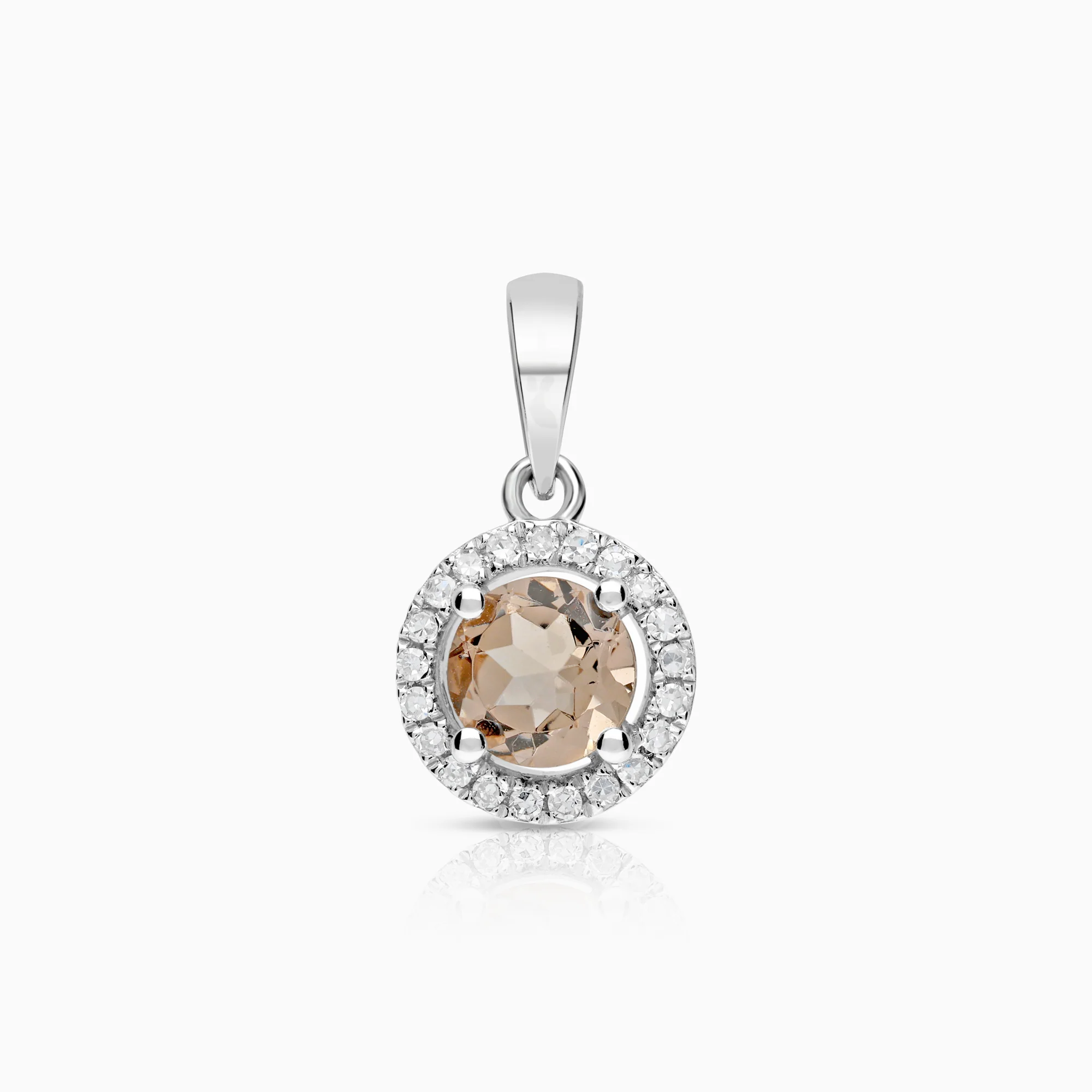 Halo pendant morganite 0.06ct 18K white gold