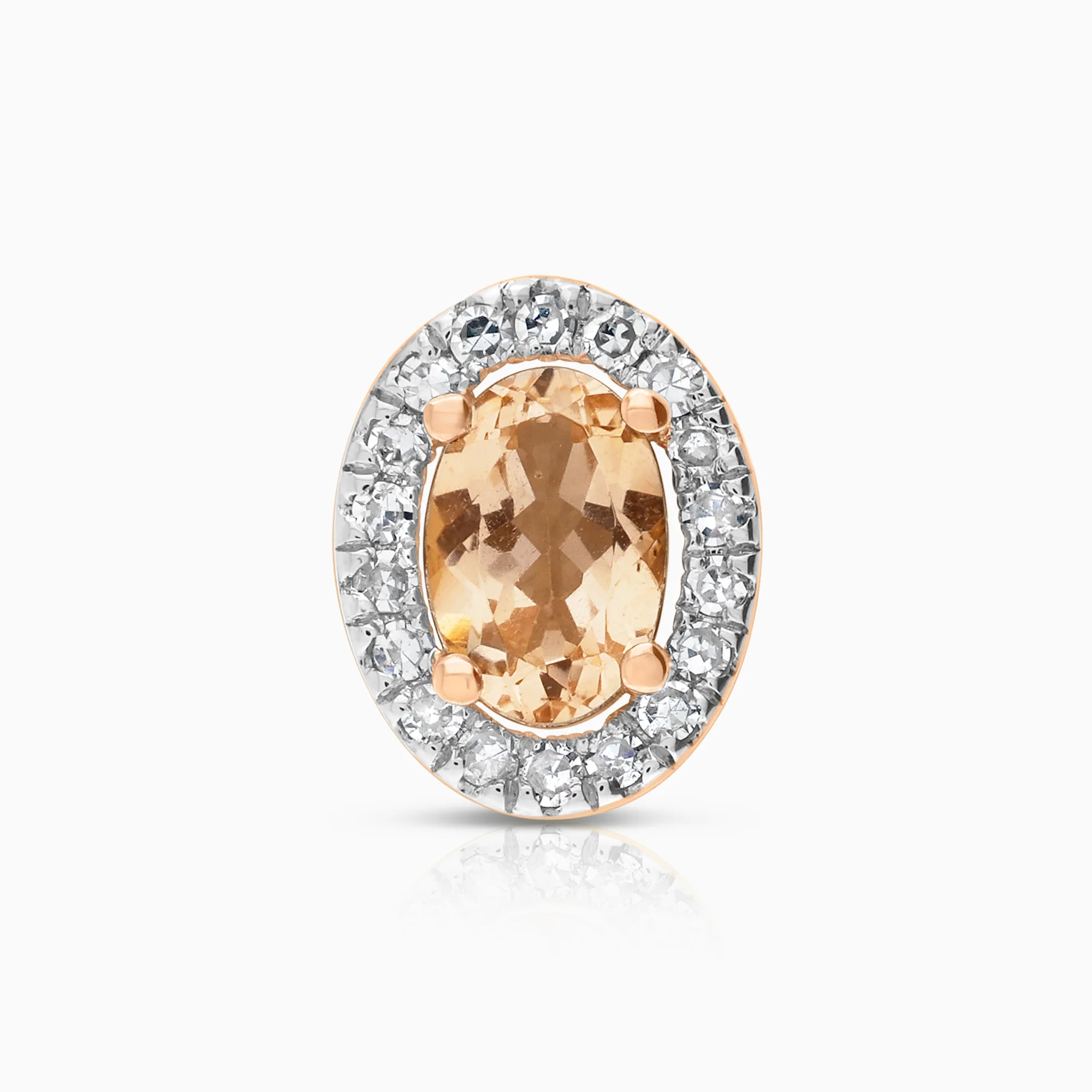 Halo pendant with morganite 0.09ct 18K gold.