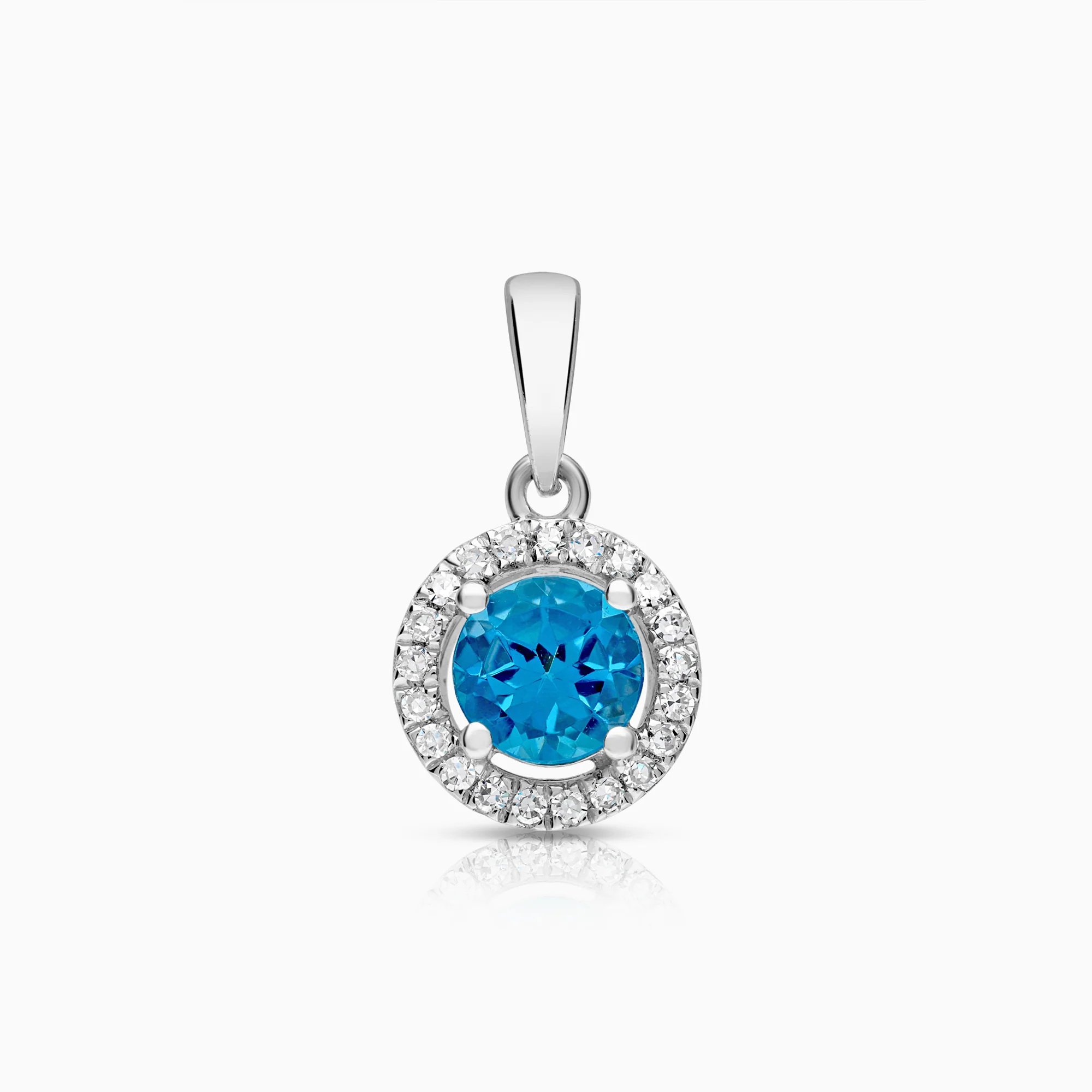 Halo pendant topaz 0.07ct 18K white gold