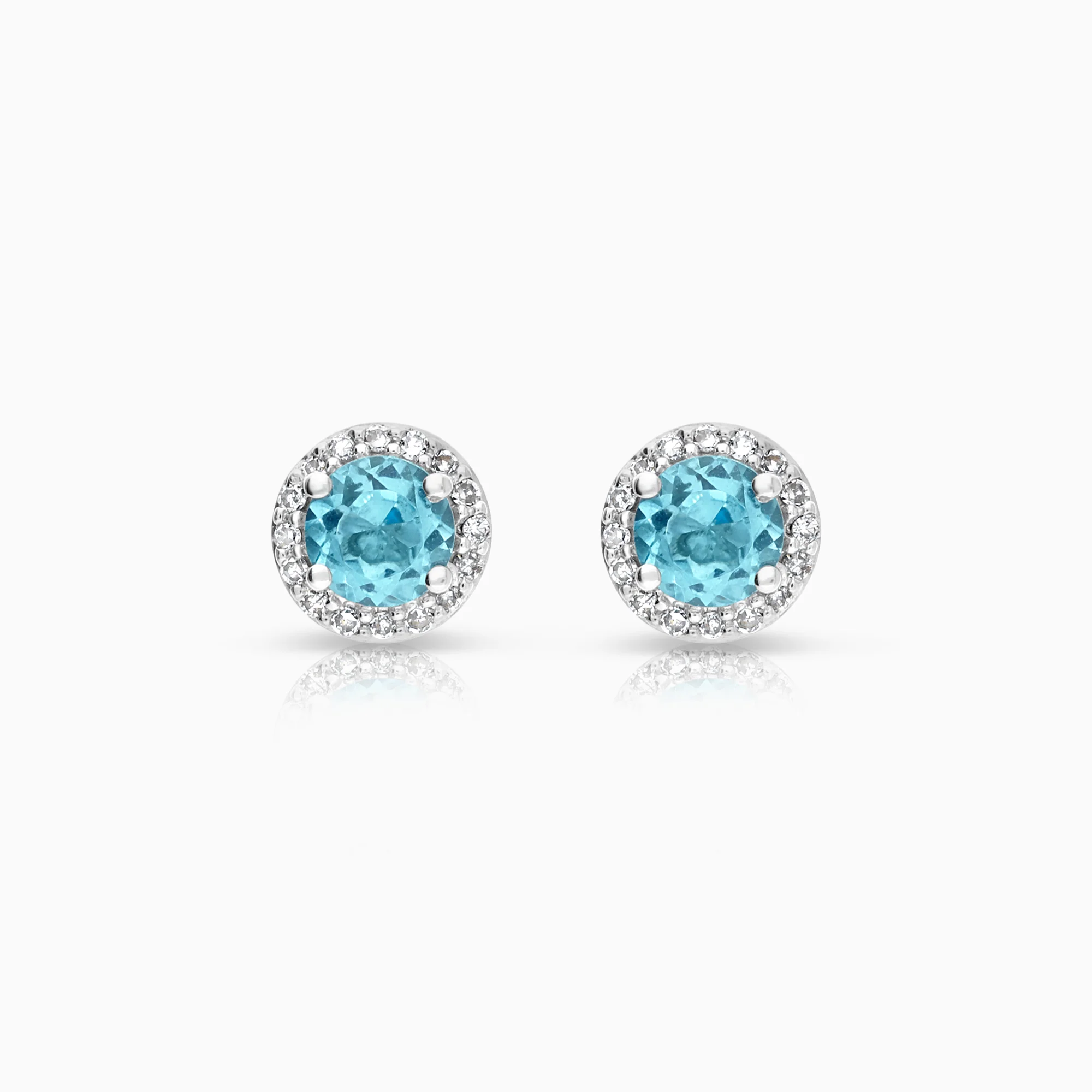 Halo earrings 0.08ct 18K white gold