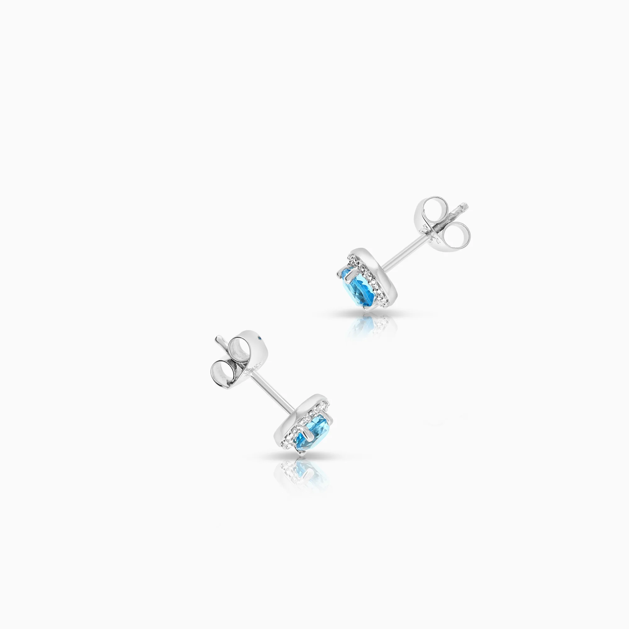Halo earrings 0.08ct 18K white gold - Image 2