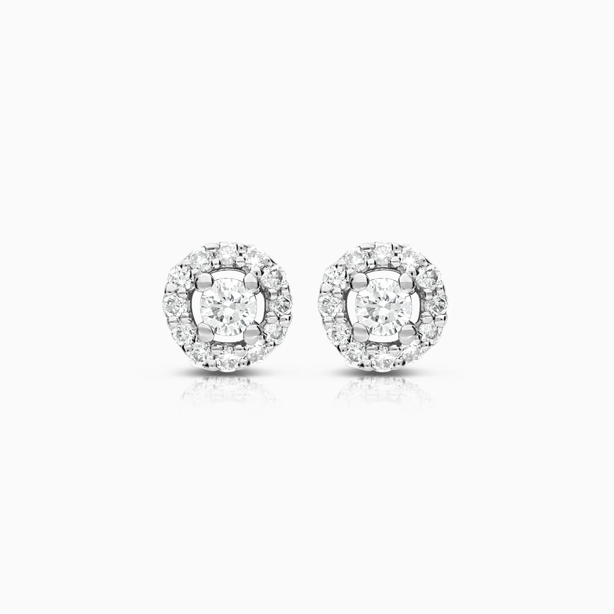 Halo earrings 0.12ct 18K white gold