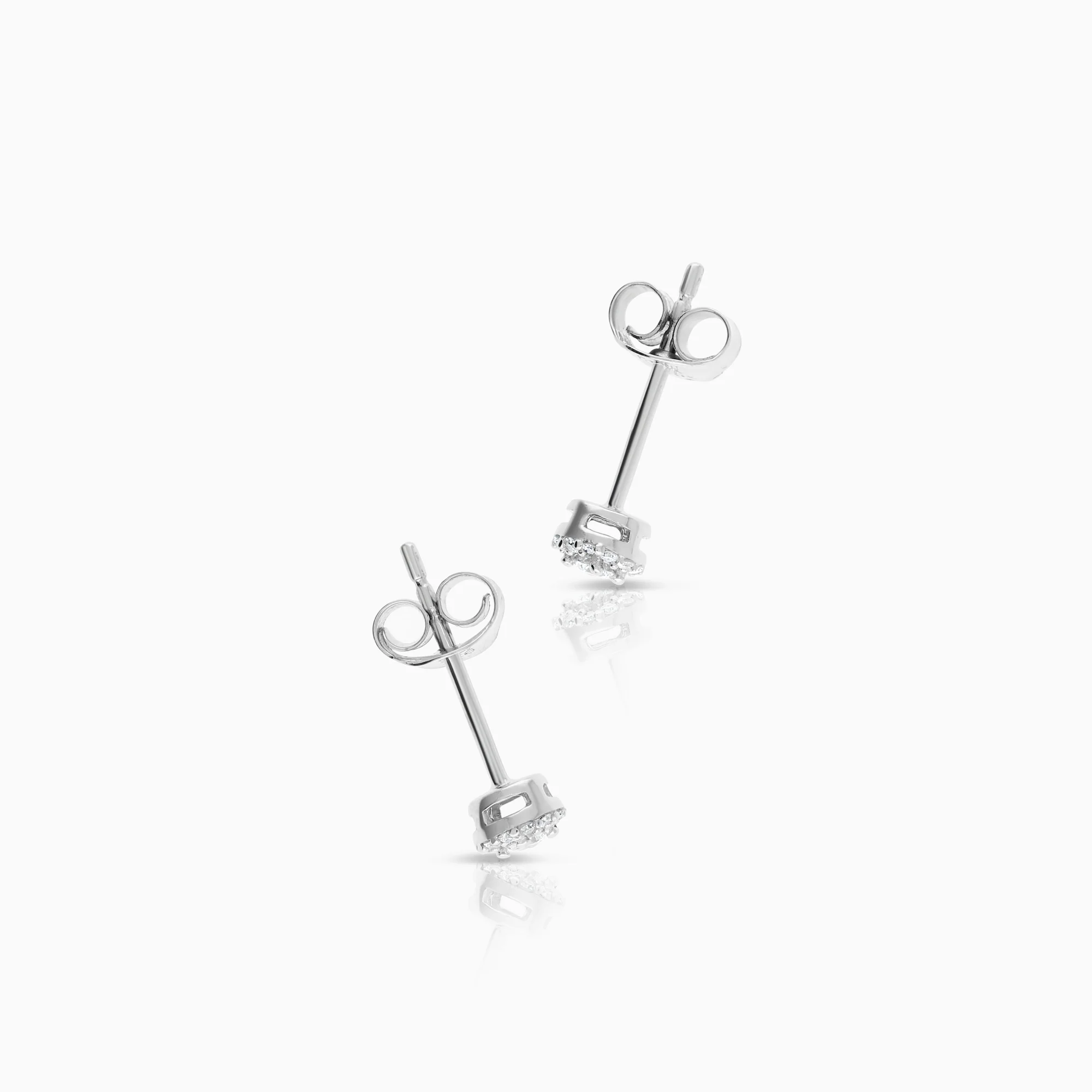 Halo earrings 0.12ct 18K white gold - Image 2