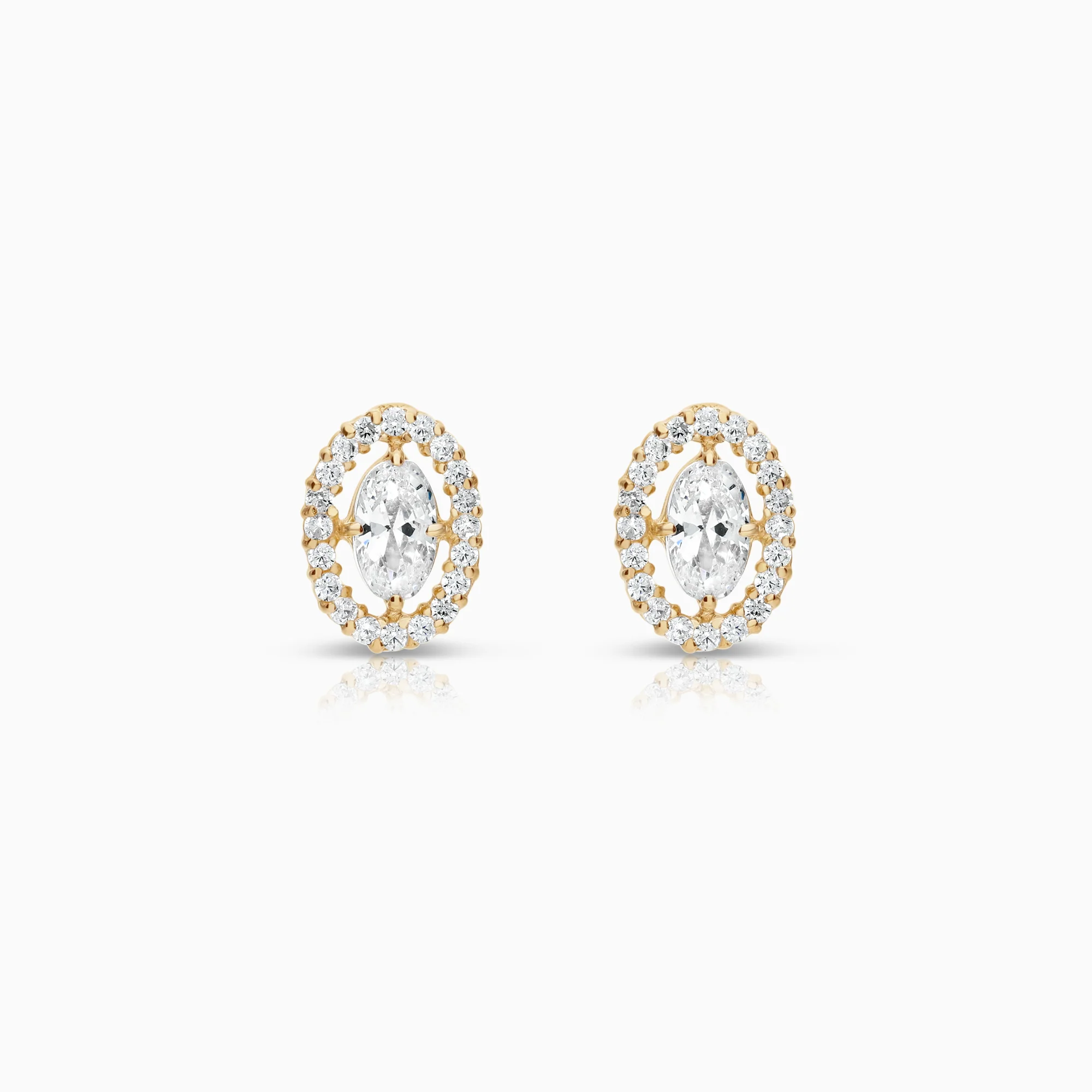 Halo earrings cubic zirconia 0.91g 18K gold