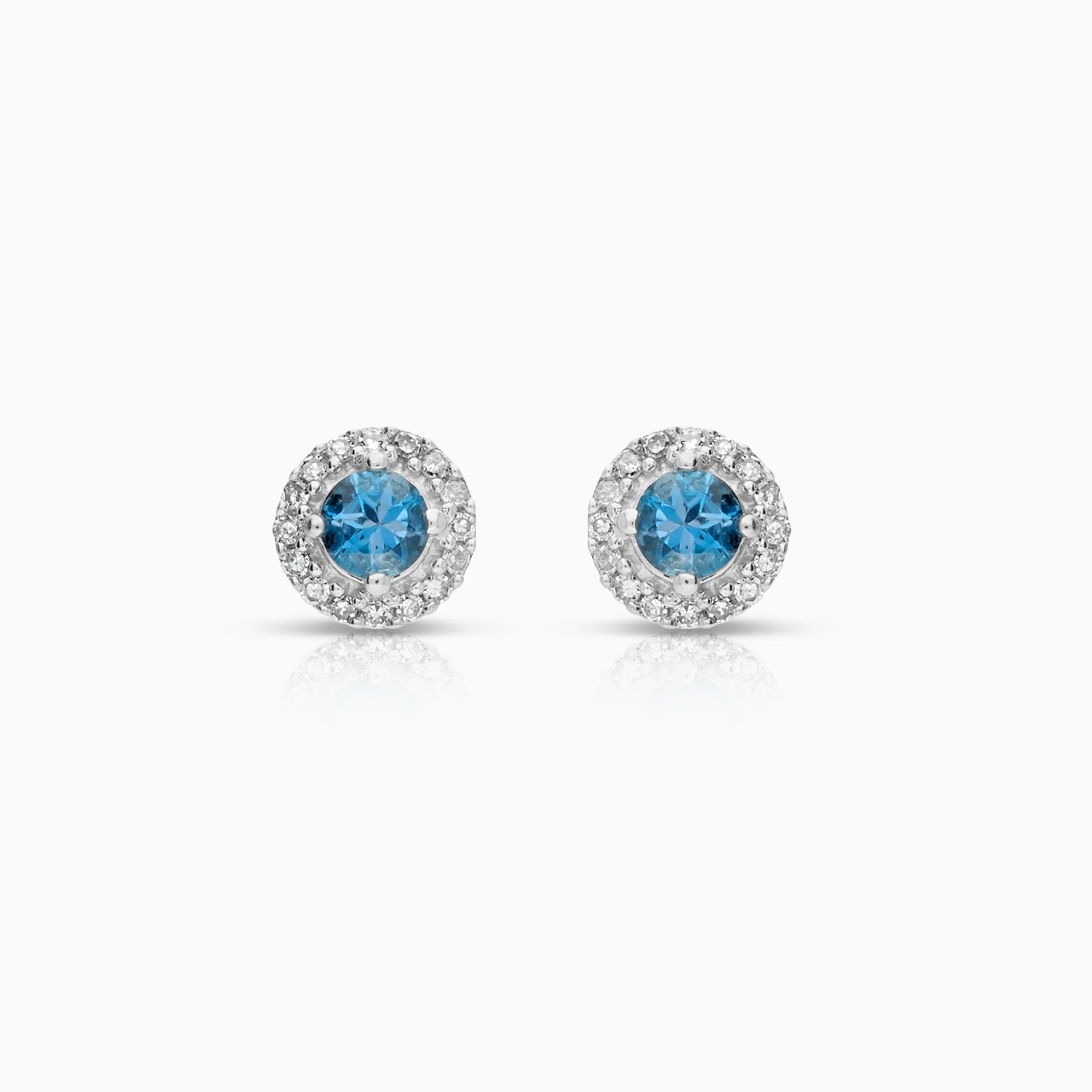 Halo earrings 0.08ct 18K white gold