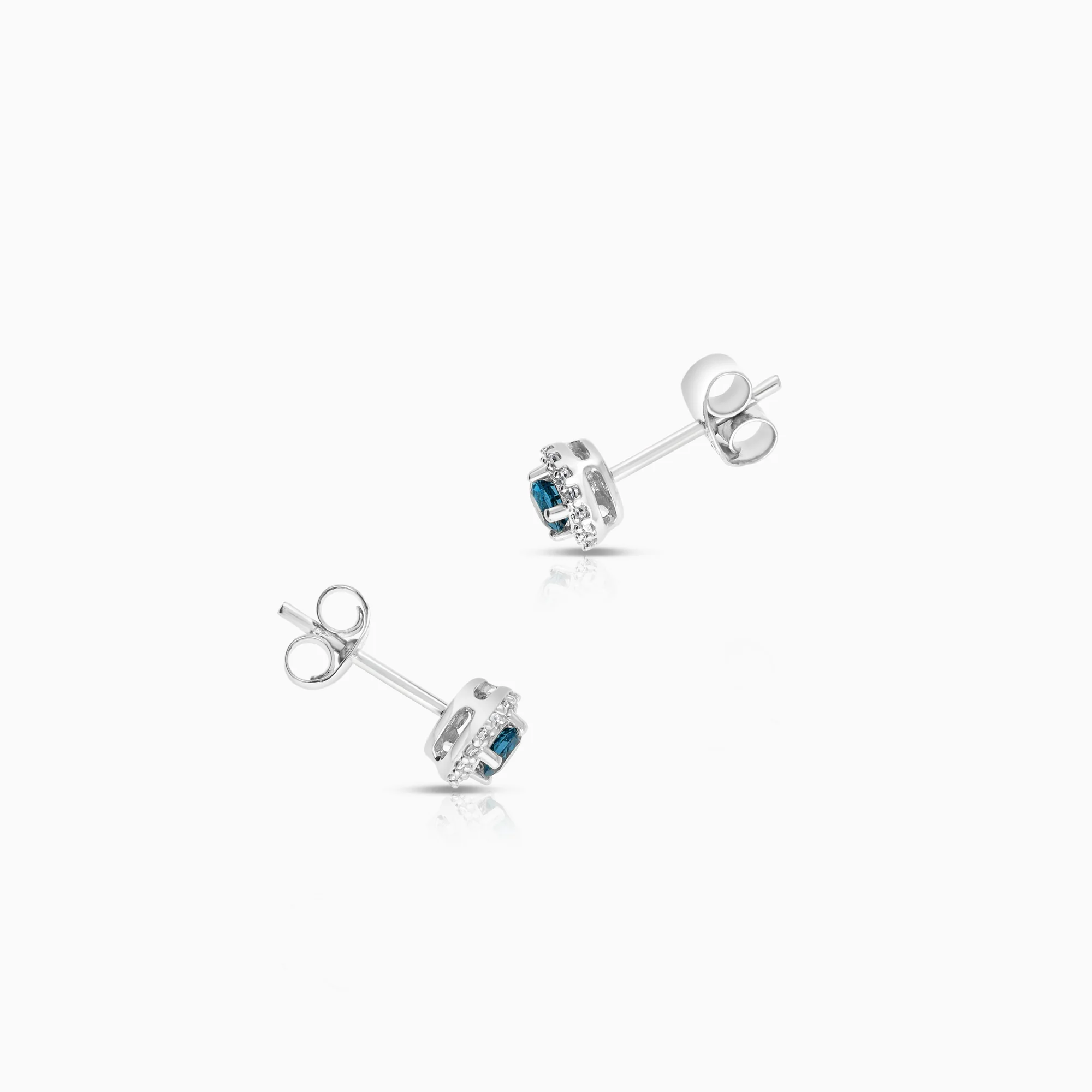 Halo earrings 0.08ct 18K white gold - Image 2