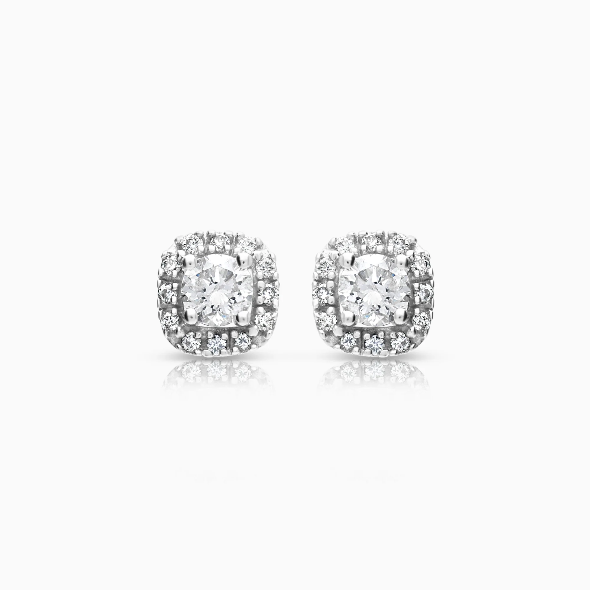 Halo earrings 0.40ct 18K white gold