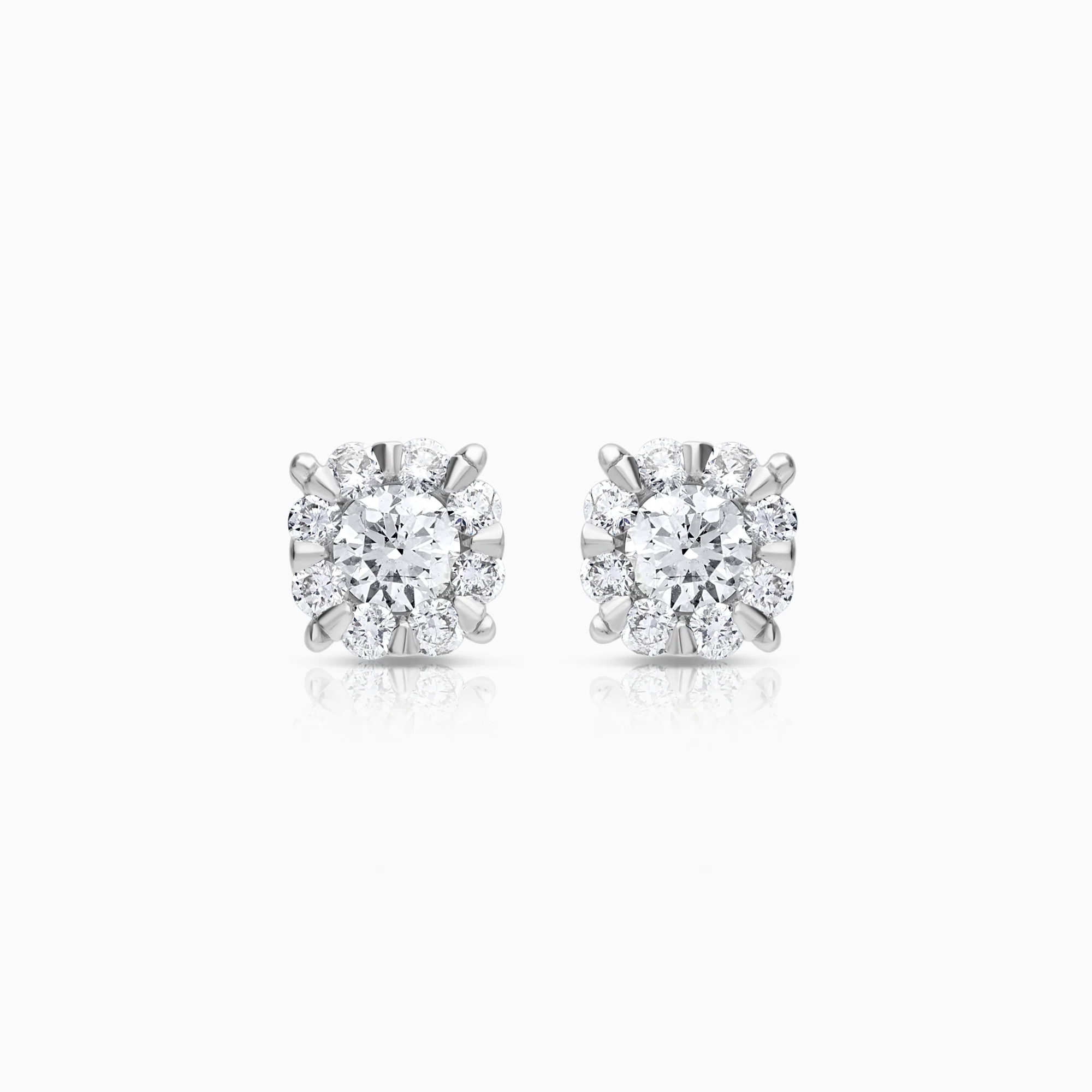 Halo earrings 1.28ct 18K white gold