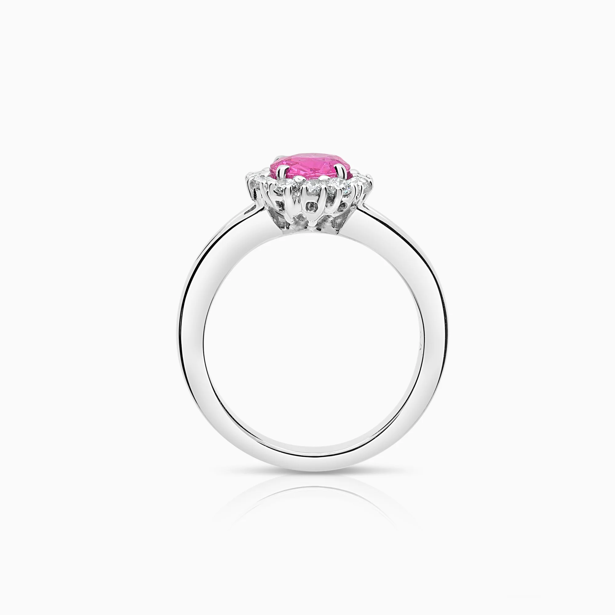 Halo ring with sapphire 0.24ct 18K white gold - Image 2