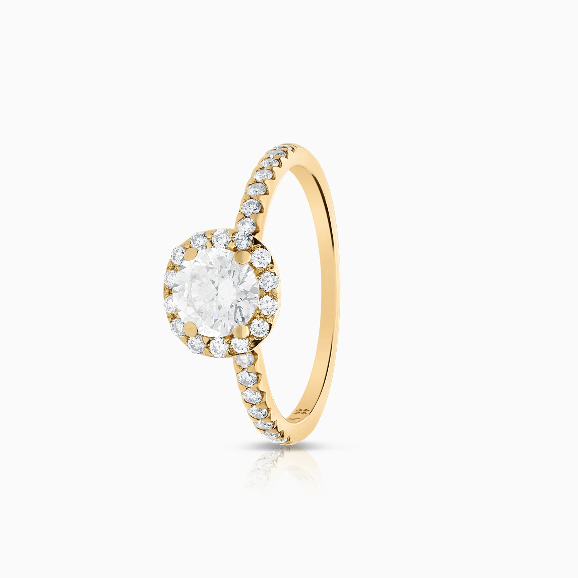 Halo ring diamonds 0.90ct 14K gold