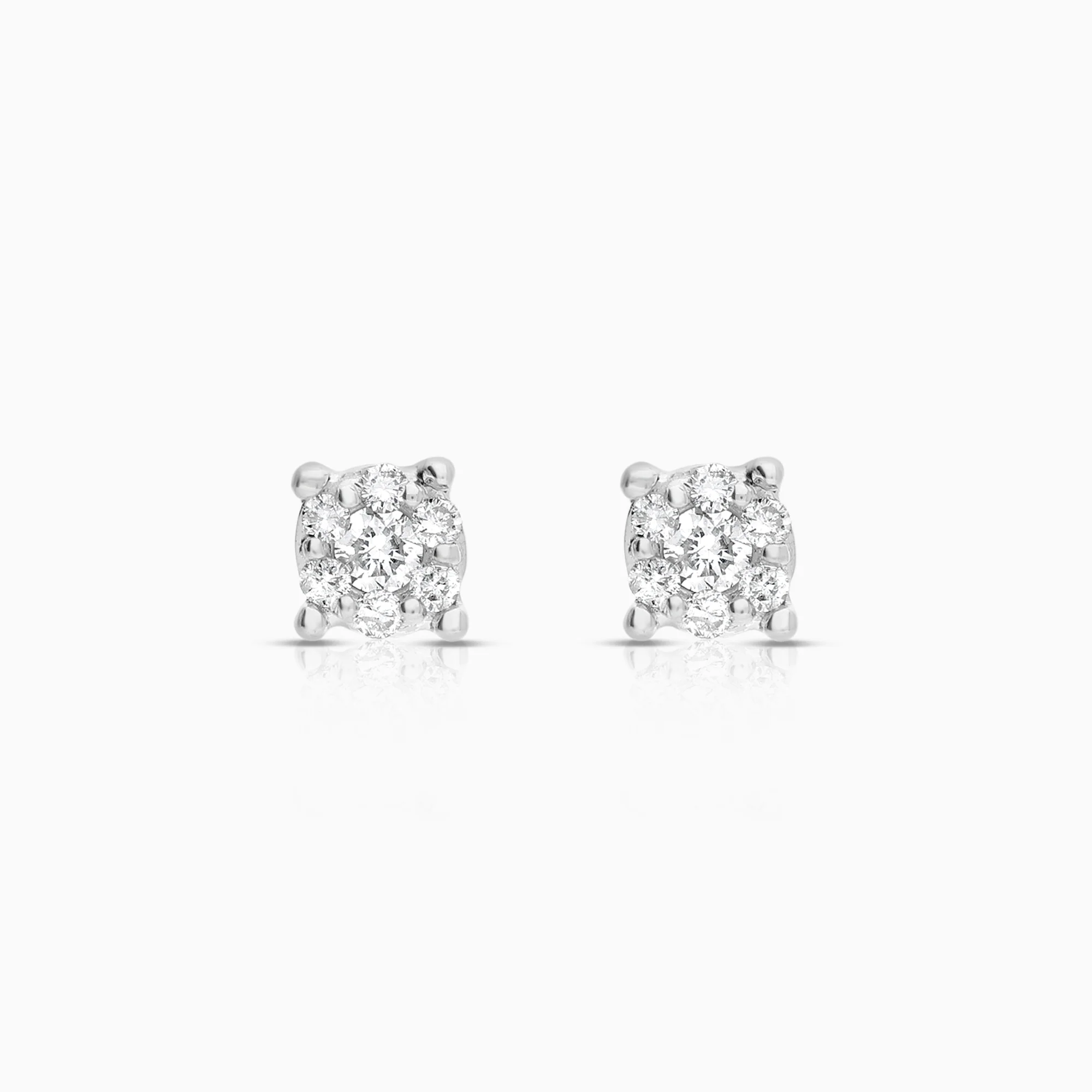 Halo earrings 0.15ct 18K white gold
