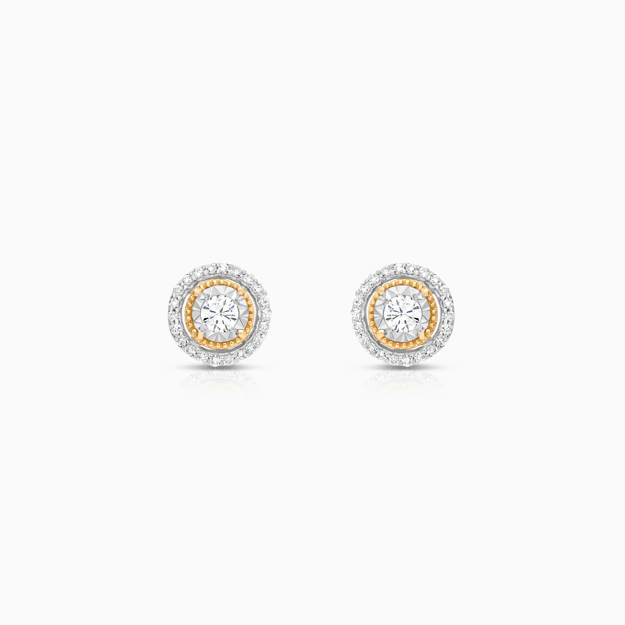 Halo earrings diamonds 0.36ct 18K yellow gold