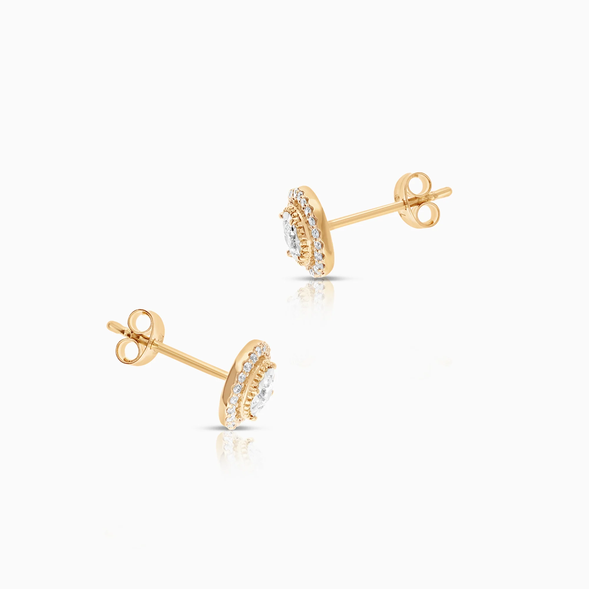 Halo earrings diamonds 0.36ct 18K yellow gold - Image 2
