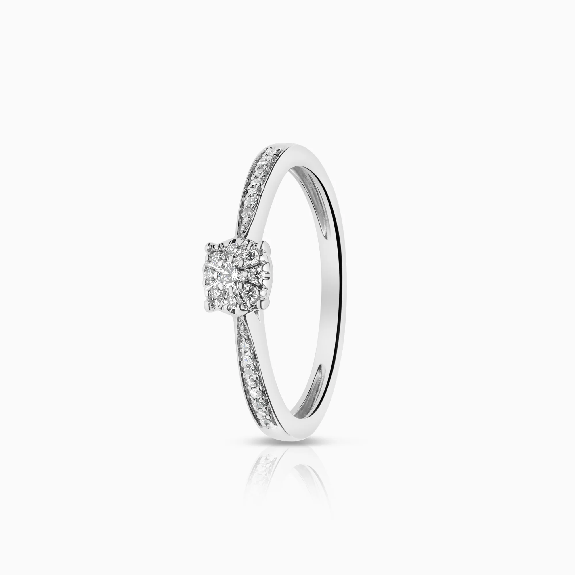 Halo ring 0.10ct 18K white gold