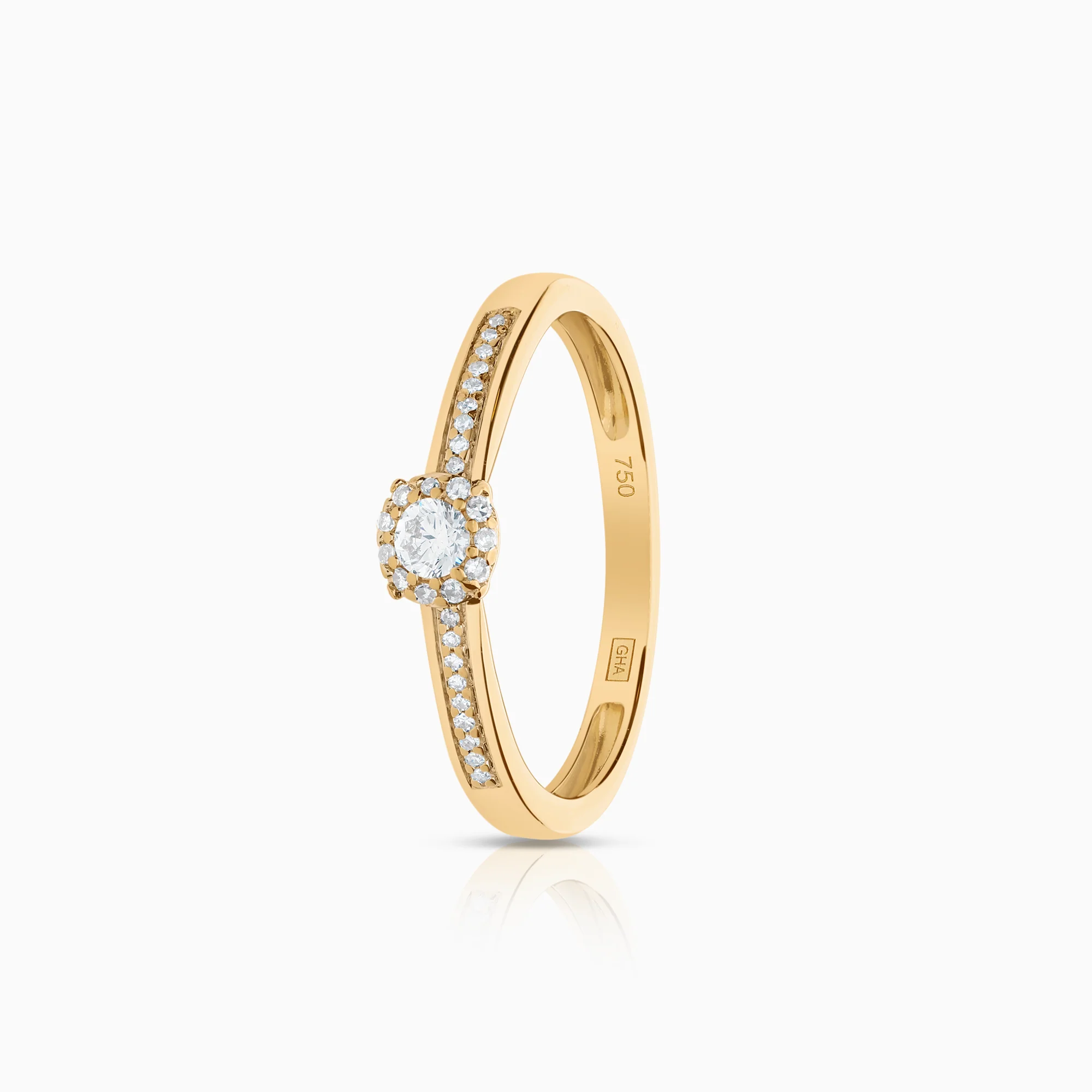 Halo ring 0.16ct 18K gold