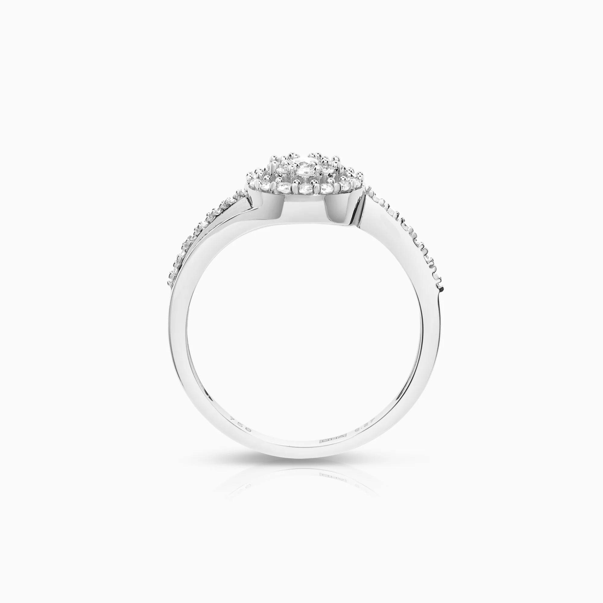 Halo ring 0.27ct 18K white gold - Image 2