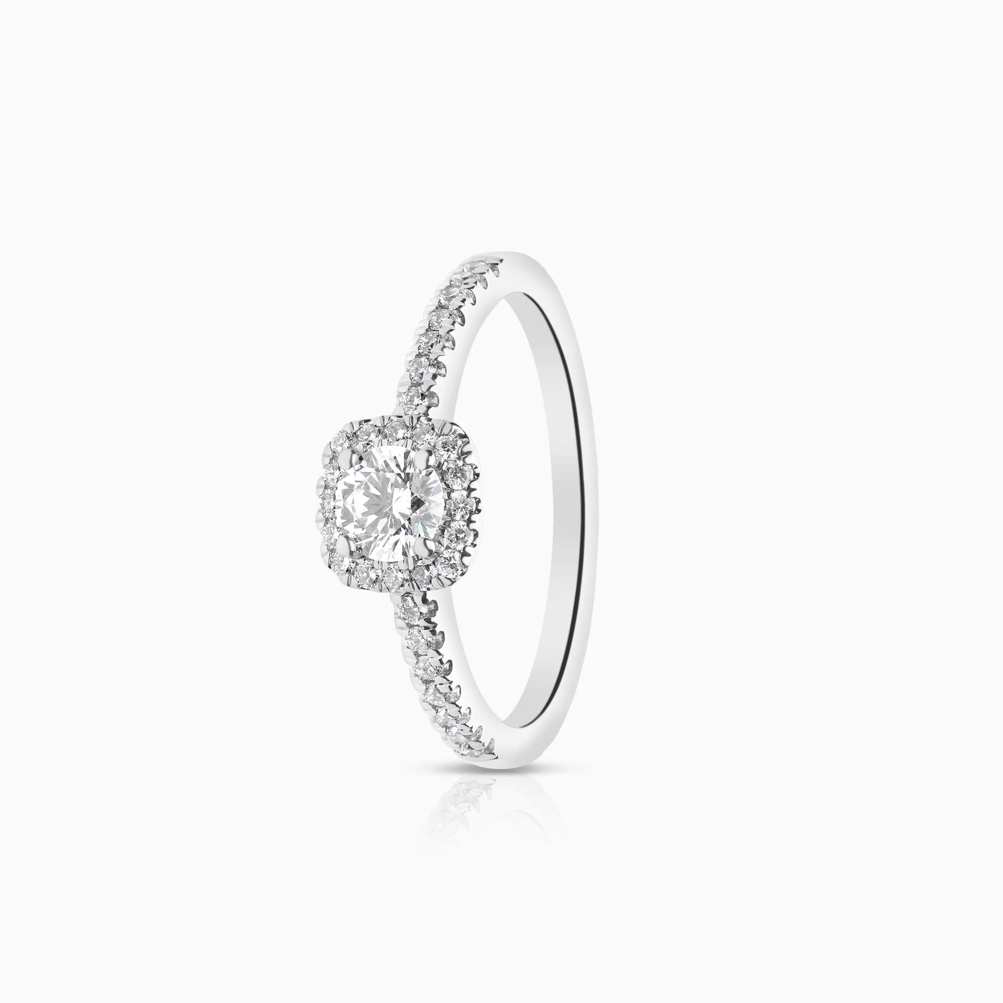 Halo ring 0.48ct lab-grown diamonds 18K white gold