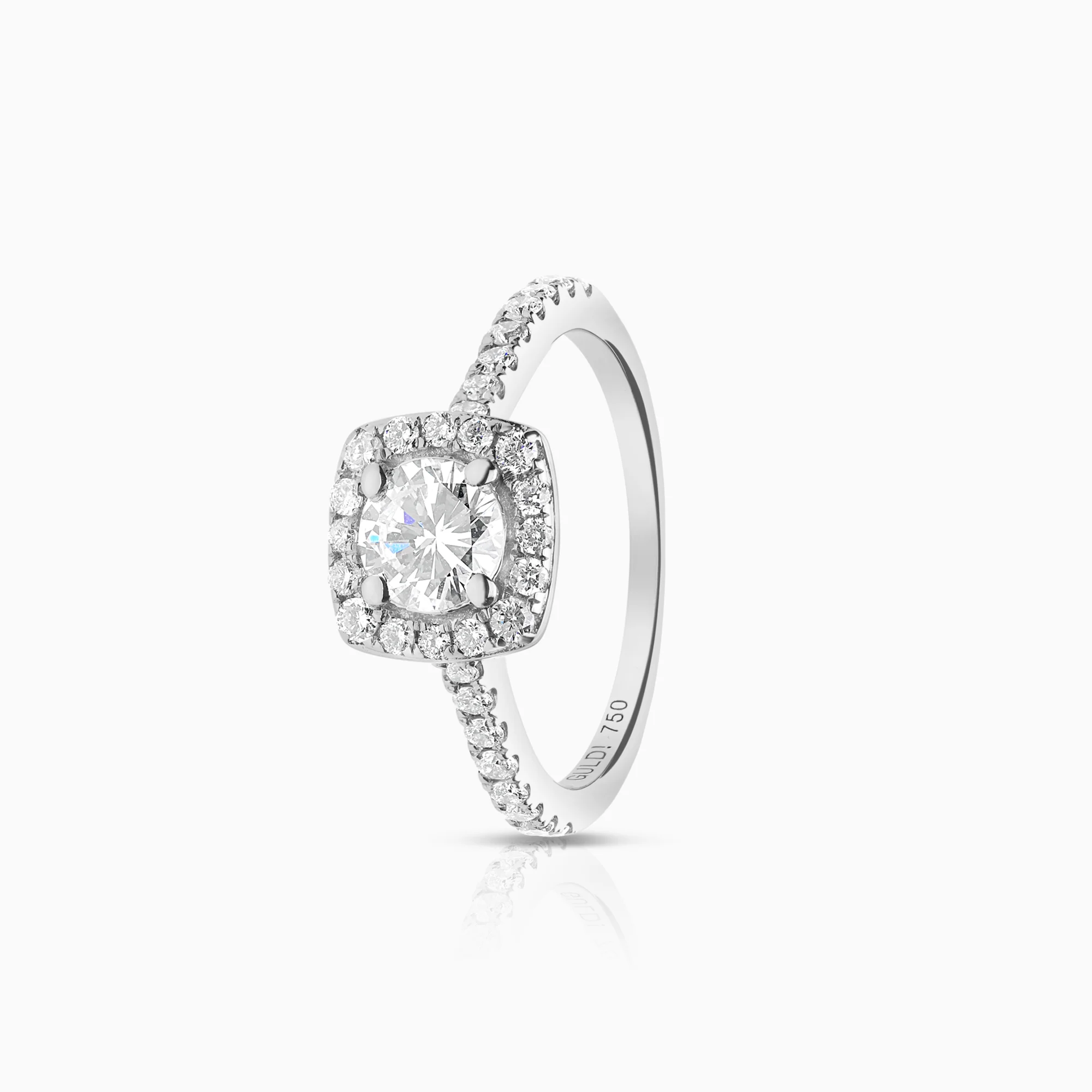 Halo ring 0.86ct 18K white gold